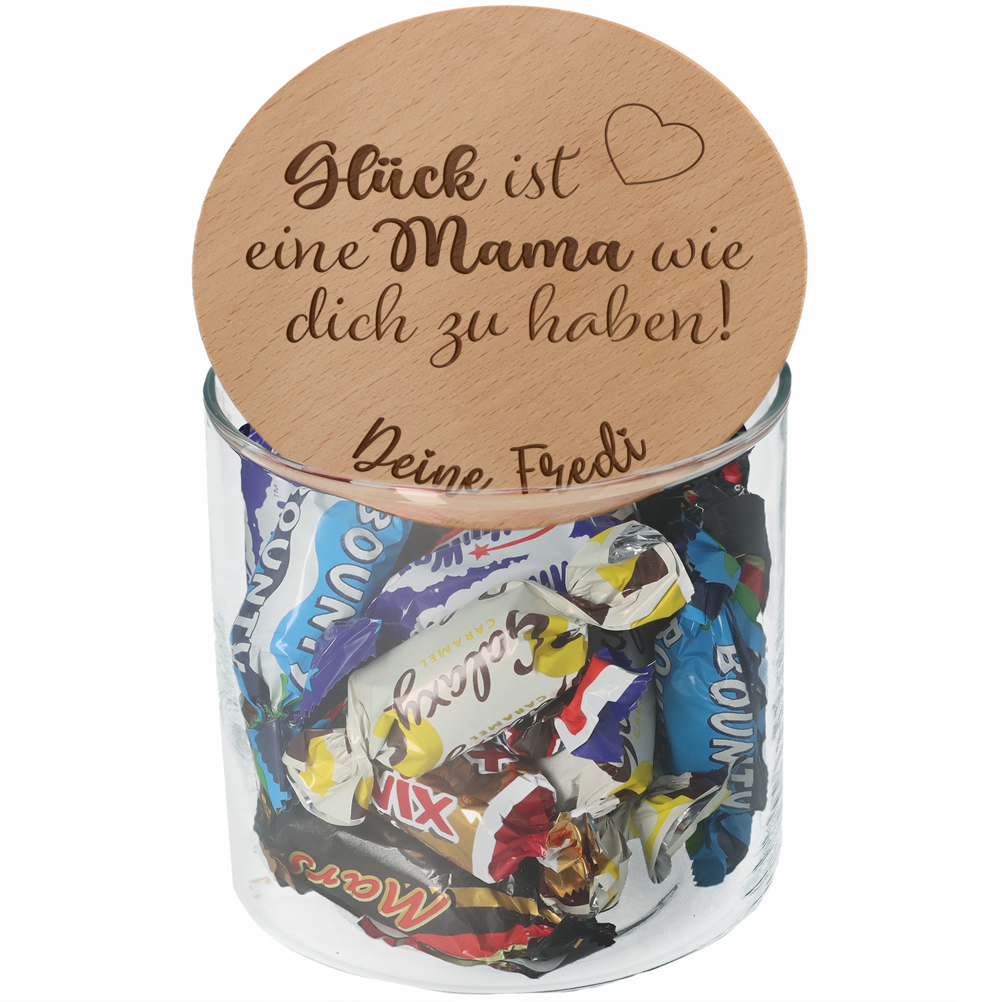ba95f1419c9405a773ba28d930e78deb2ad2693d Geschenkglas Glück ist eine Mama... "Name"