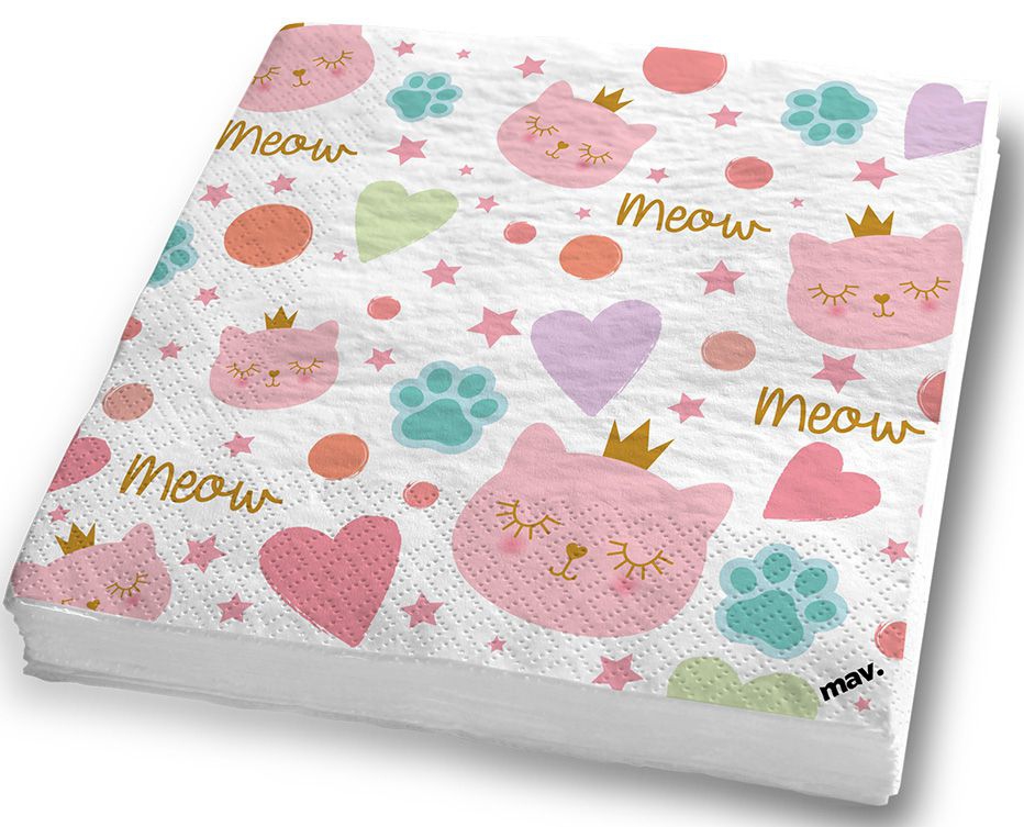 Servietten Katzen Prinzessin, 20 Stück Servietten Katzen Prinzessin, 20 Stück