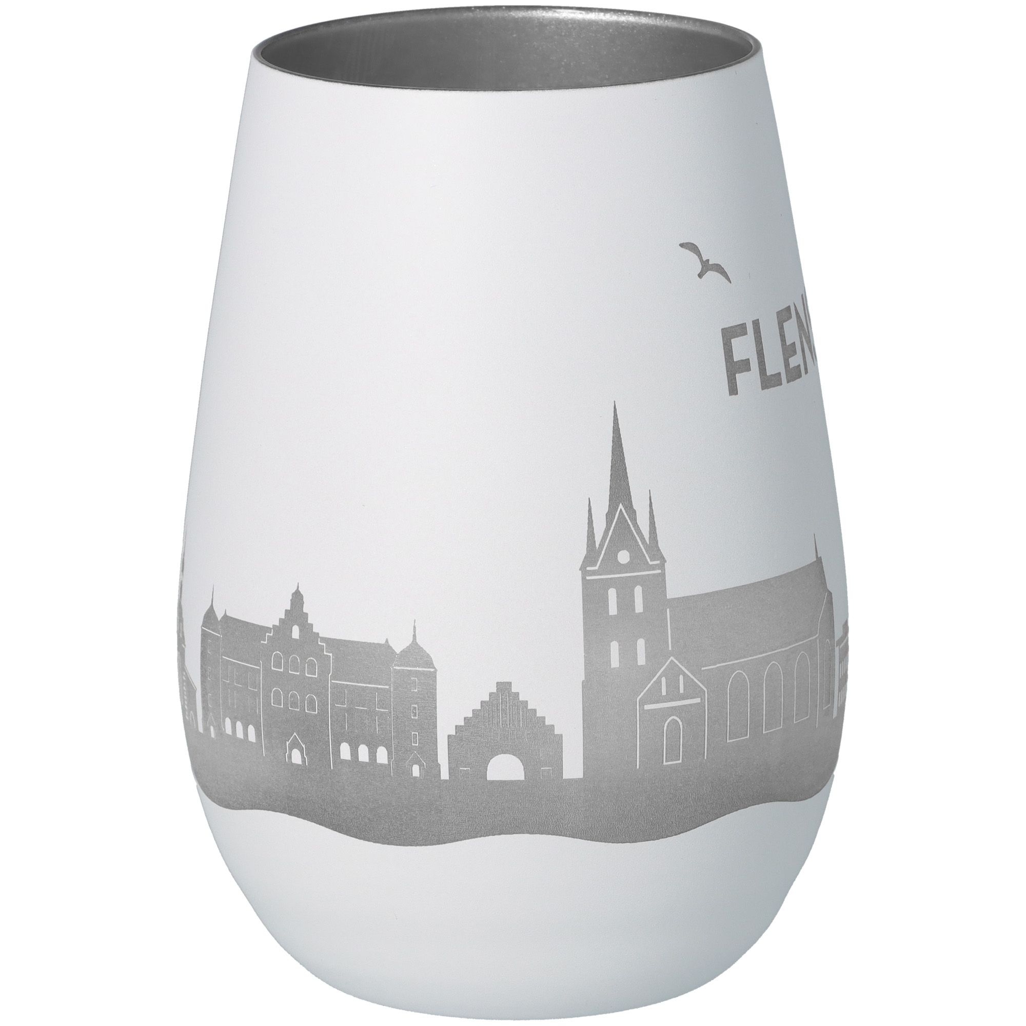 Windlicht Skyline Flensburg Weiß/Silber Windlicht Skyline Flensburg Weiß/Silber