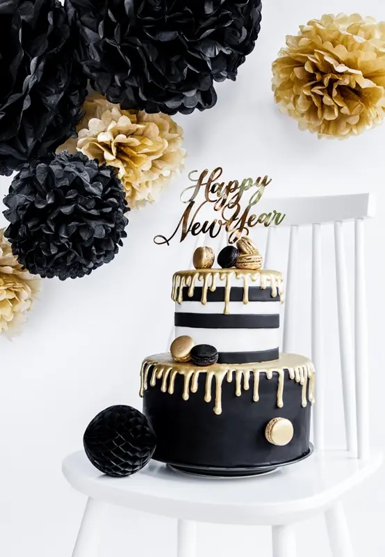 Happy New Year - Cake Topper Gold