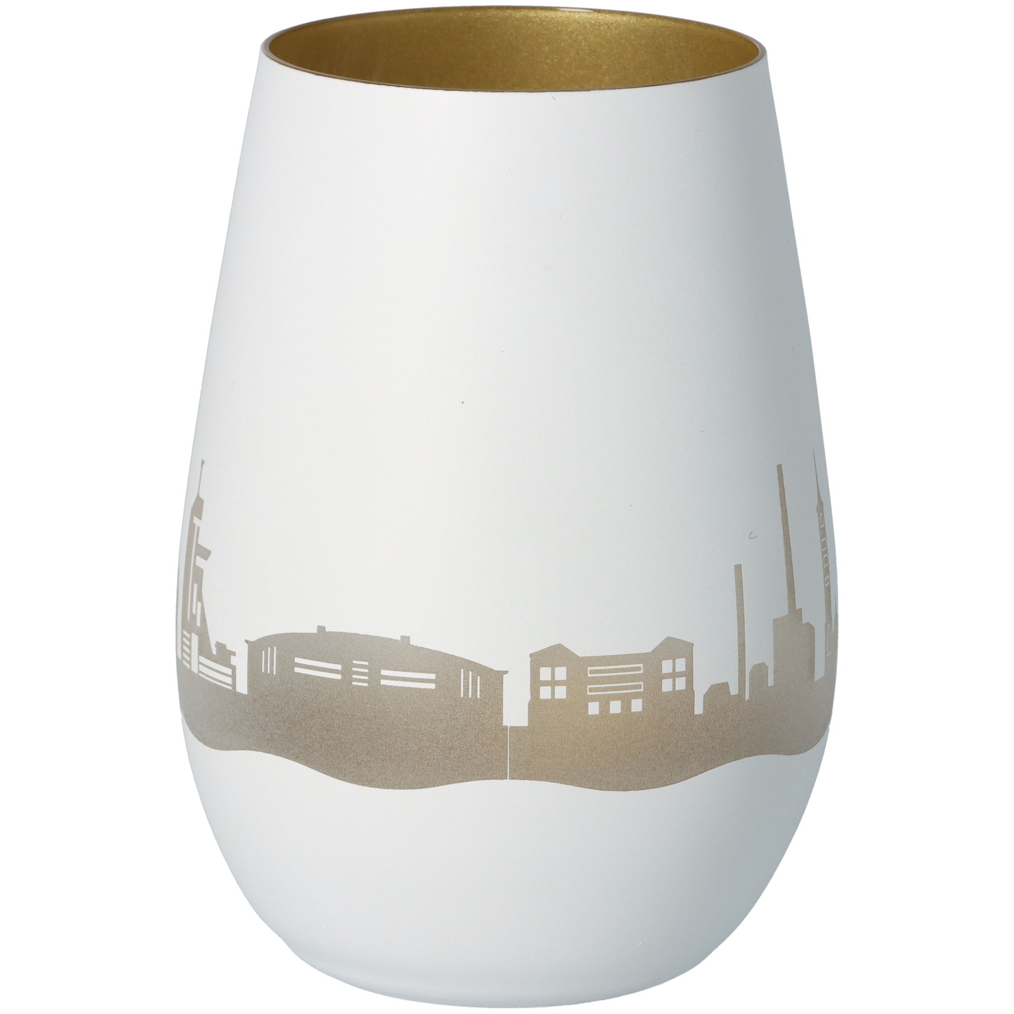 Windlicht Skyline Gelsenkirchen Weiß/Gold Windlicht Skyline Gelsenkirchen Weiß/Gold