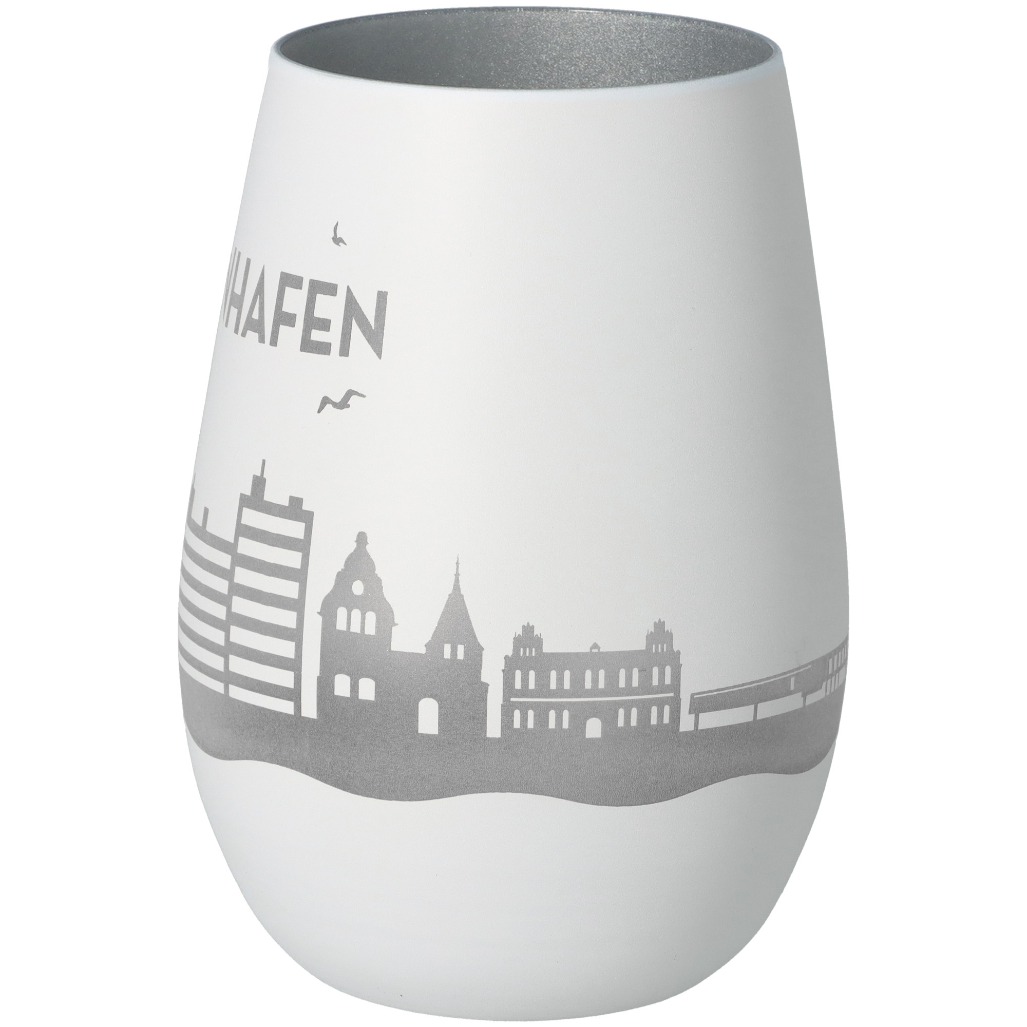 Windlicht Skyline Heiligenhafen Weiß/Silber Windlicht Skyline Heiligenhafen Weiß/Silber