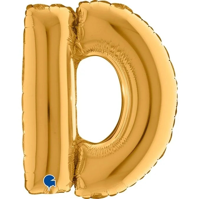 Luftballon, Buchstabe D, Glamourballon,  Goldfarben, Folienballon
