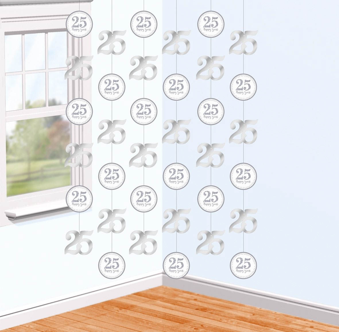 Silberhochzeit - 6 Deko-Hänger Silberhochzeit - 6 Deko-Hänger