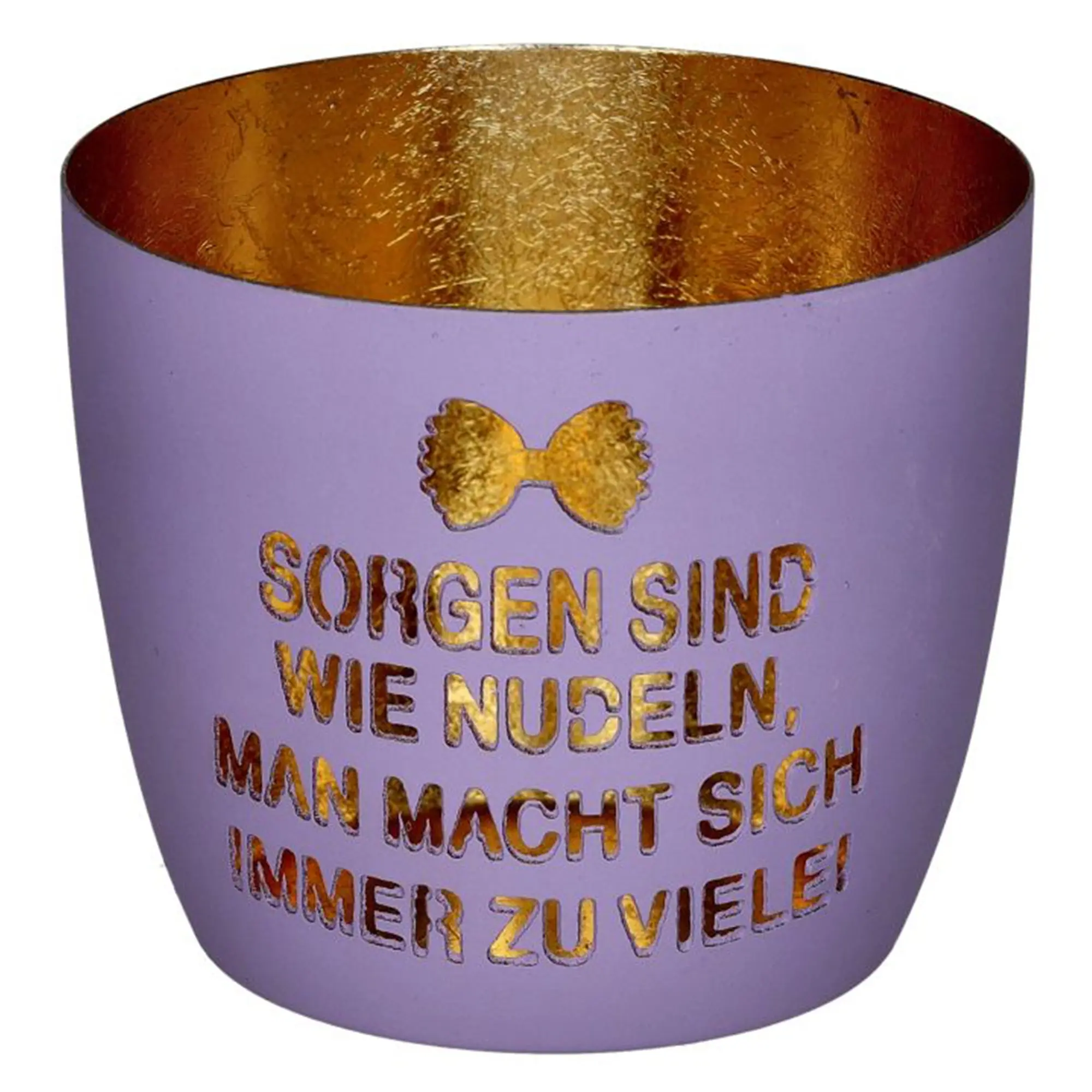 Madras Windlicht "Nudeln", Lila/Gold - M