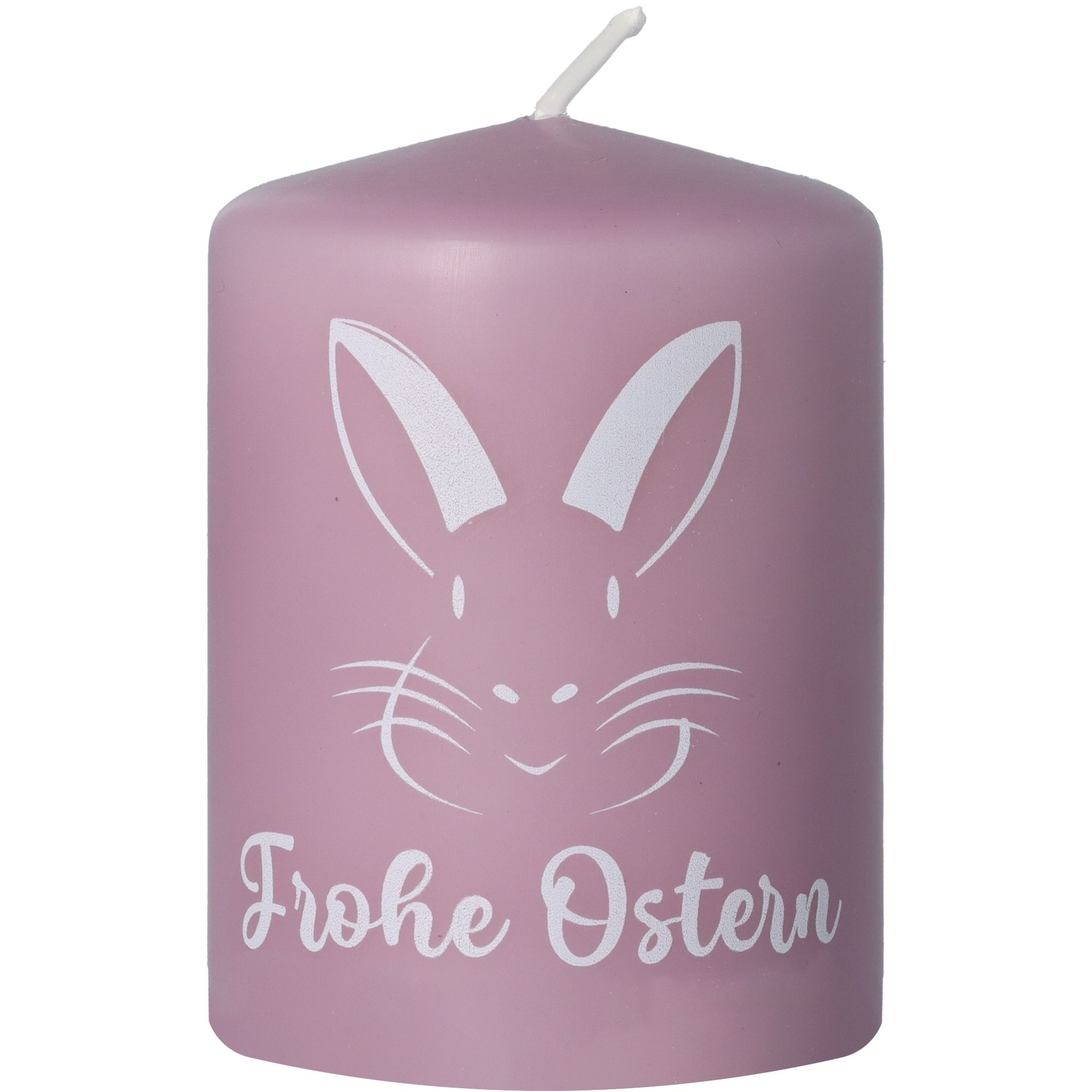 Stumpenkerze Flieder "Frohe Ostern" Kerze