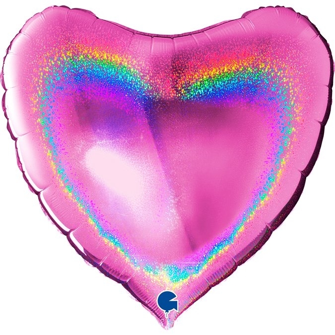 Folienballon "Herz" Holographic Magenta, 90cm