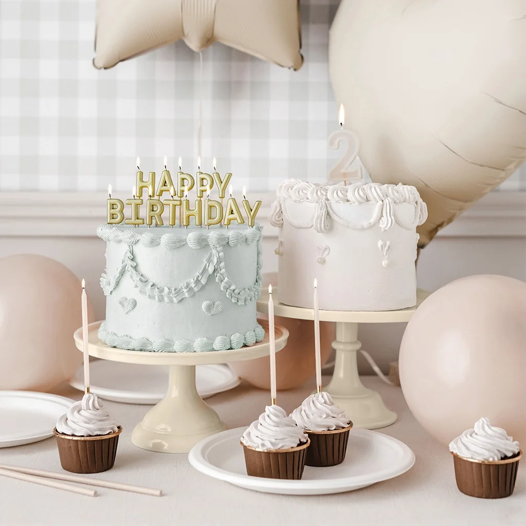 Geburstagskerzen "Happy Birthday" Gold