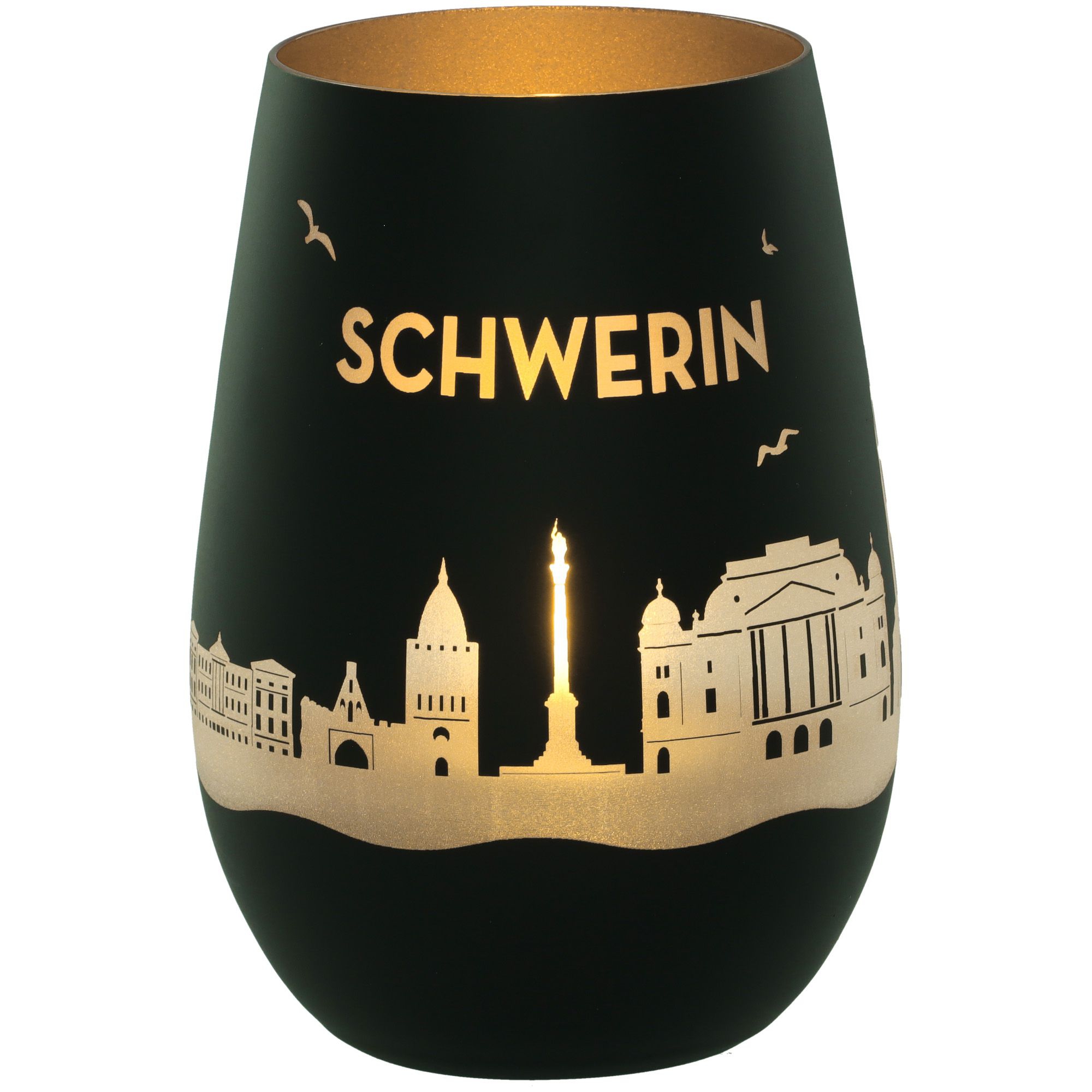 Windlicht Skyline Schwerin Schwarz/Silber