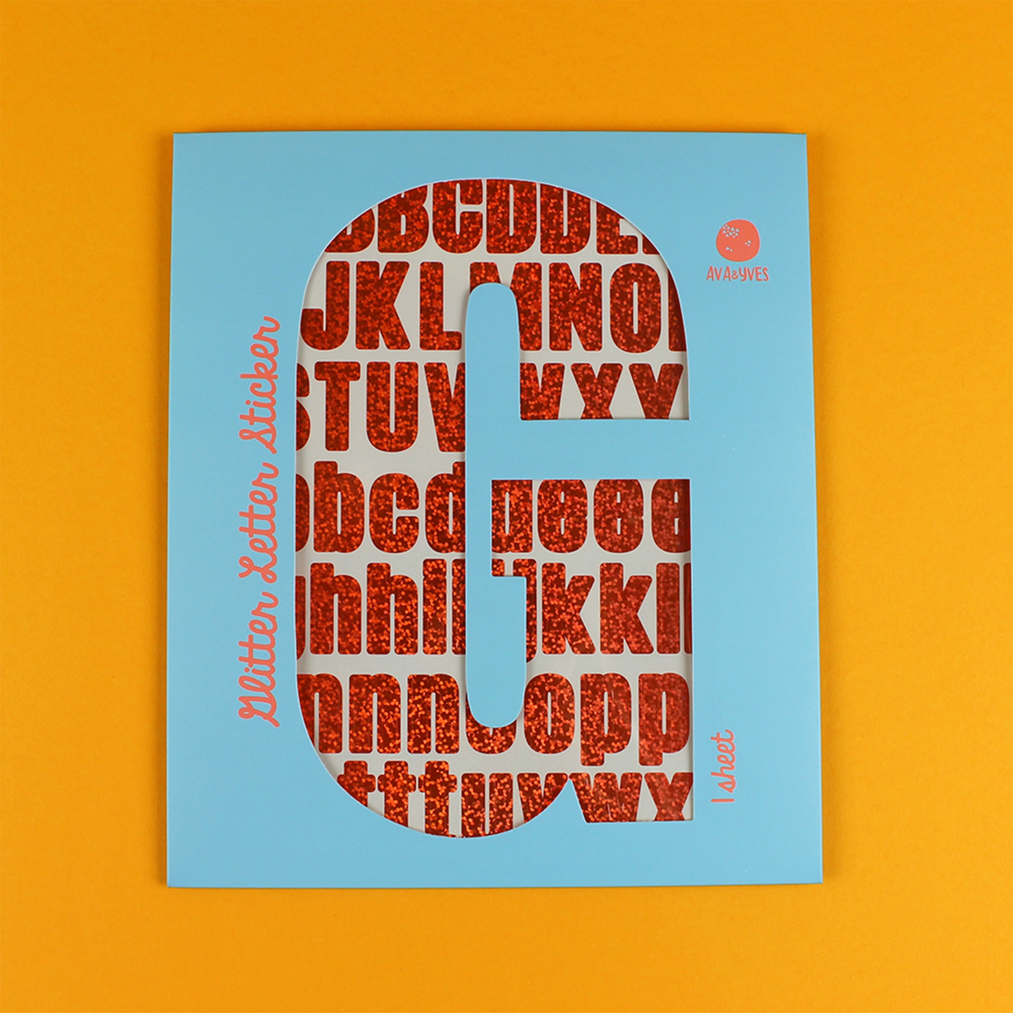 poster, Alphabet, blaues.karten, orangenhintergrund, Typografie