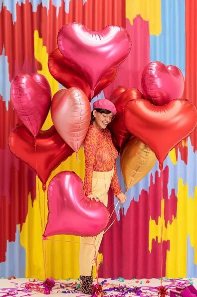 Folienballon "Herz" Satin Rot, 61 x 53 cm