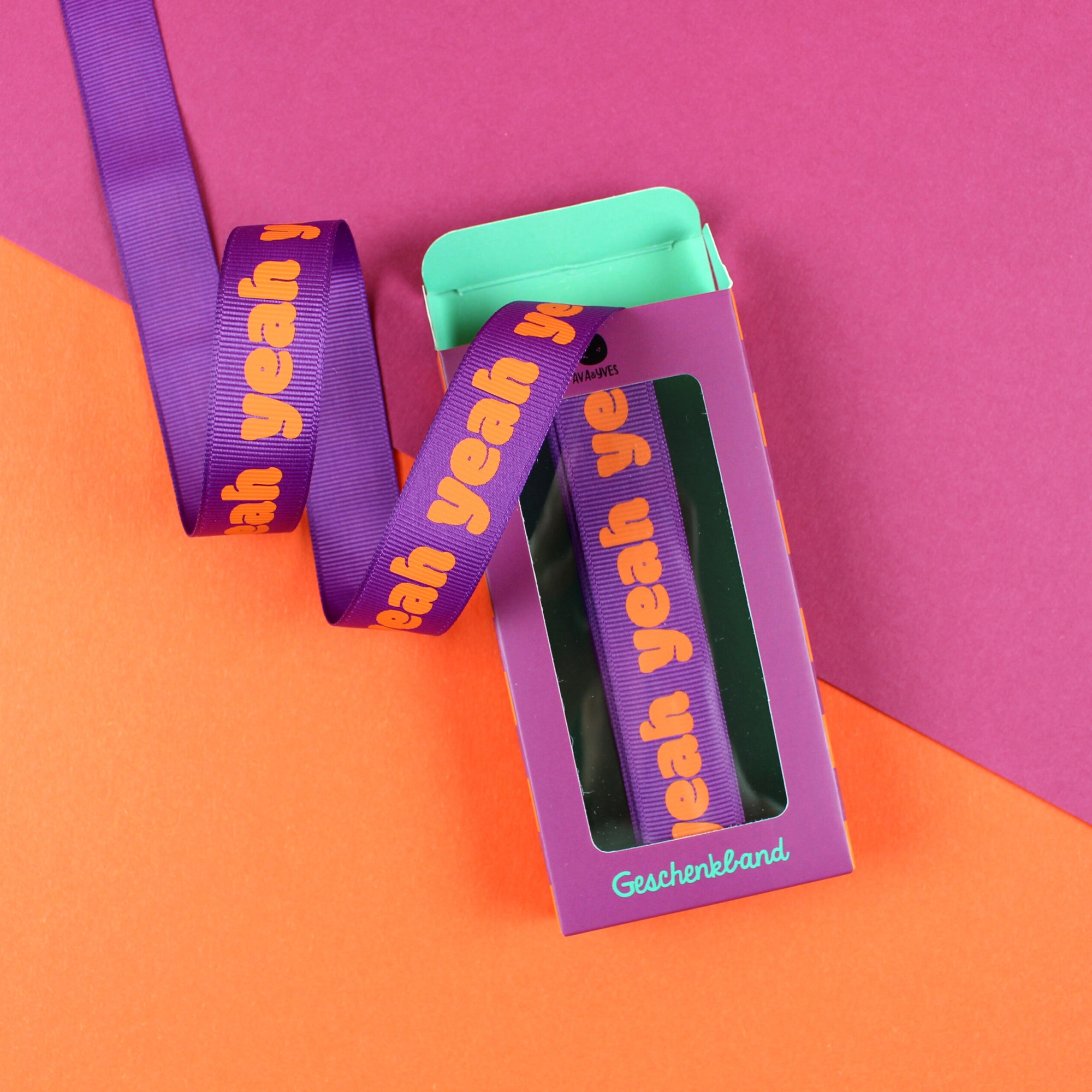Geschenkband “Yeah” Flieder, Orange, 5m Geschenkband “Yeah” Flieder, Orange, 5m