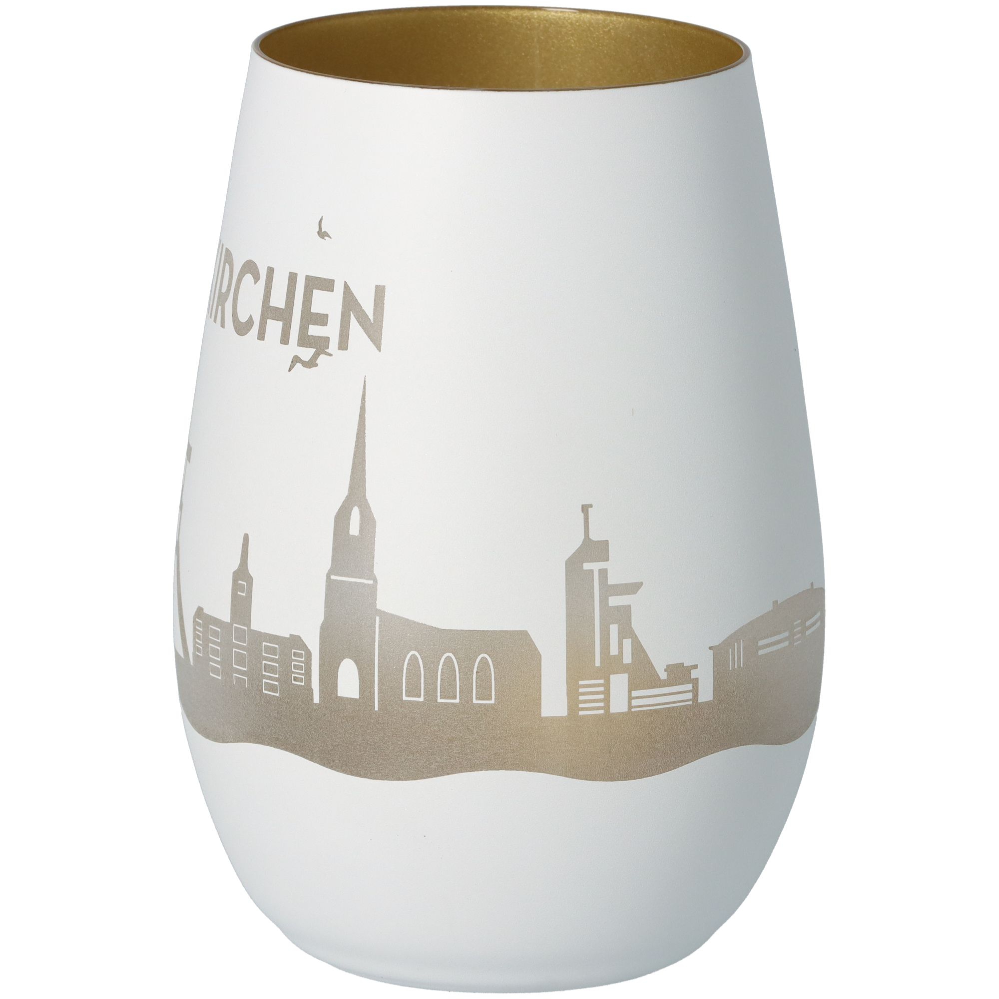 Windlicht Skyline Gelsenkirchen Weiß/Gold Windlicht Skyline Gelsenkirchen Weiß/Gold