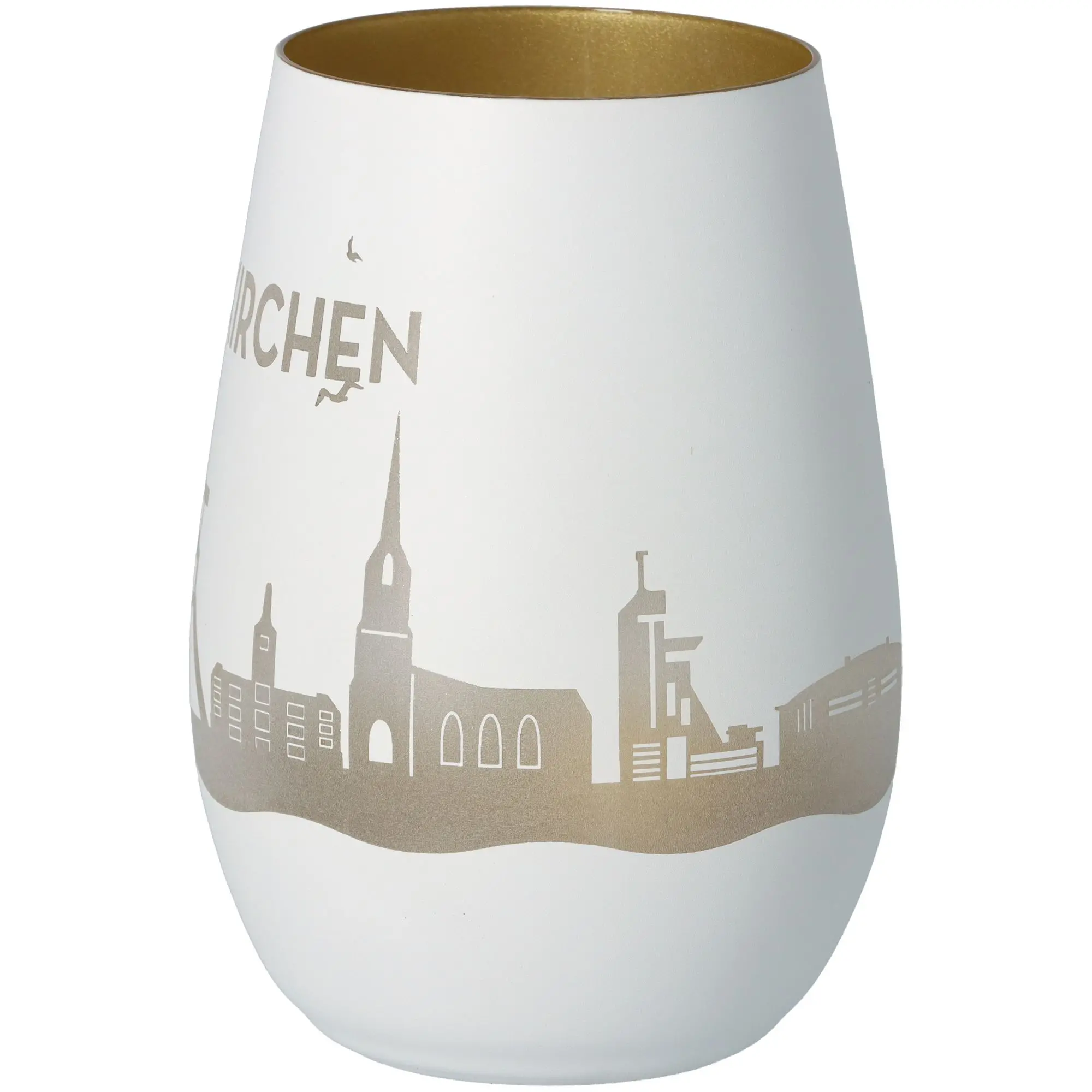 Windlicht Skyline Gelsenkirchen Weiß/Gold