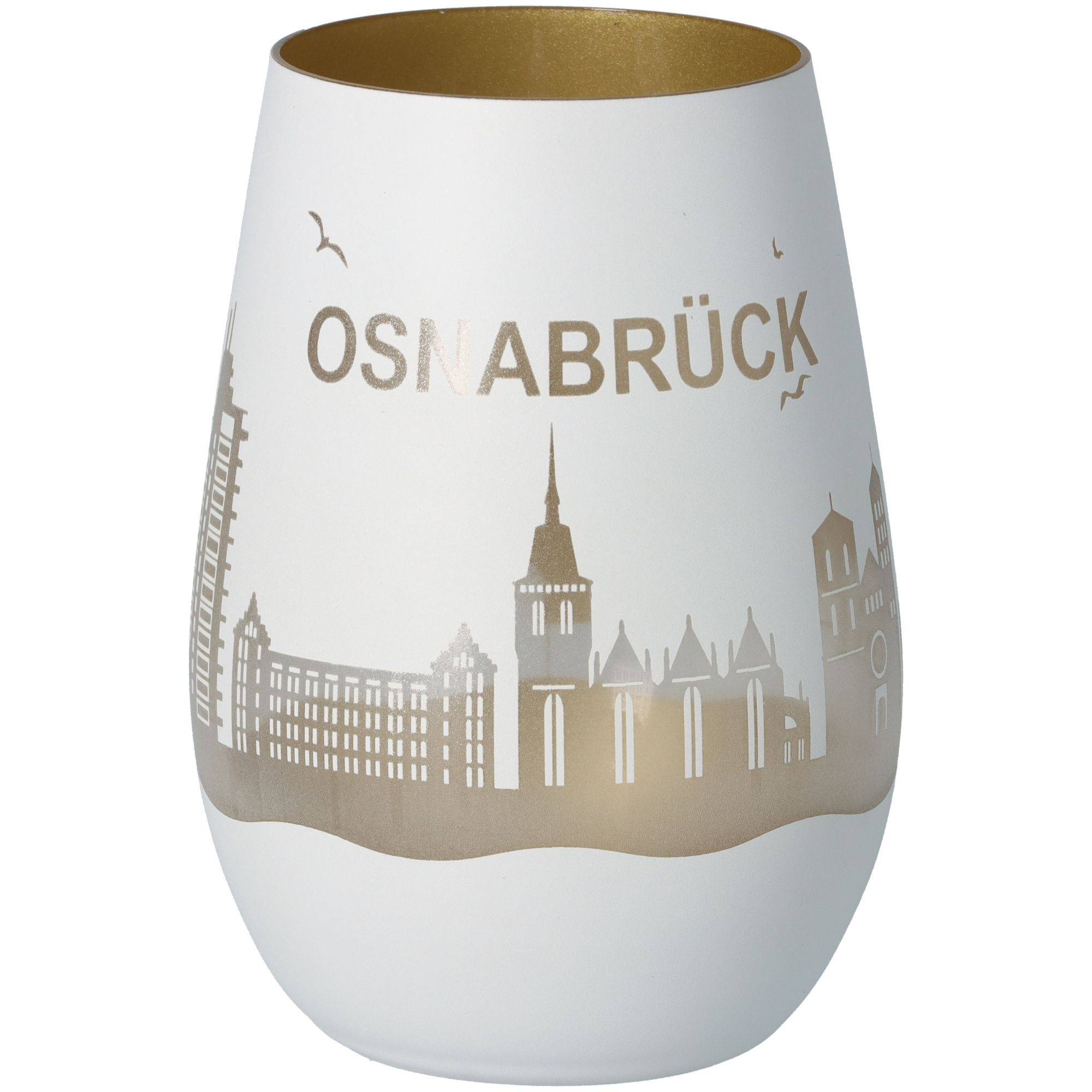 Windlicht Skyline Osnabrück Weiß/Gold Windlicht Skyline Osnabrück Weiß/Gold