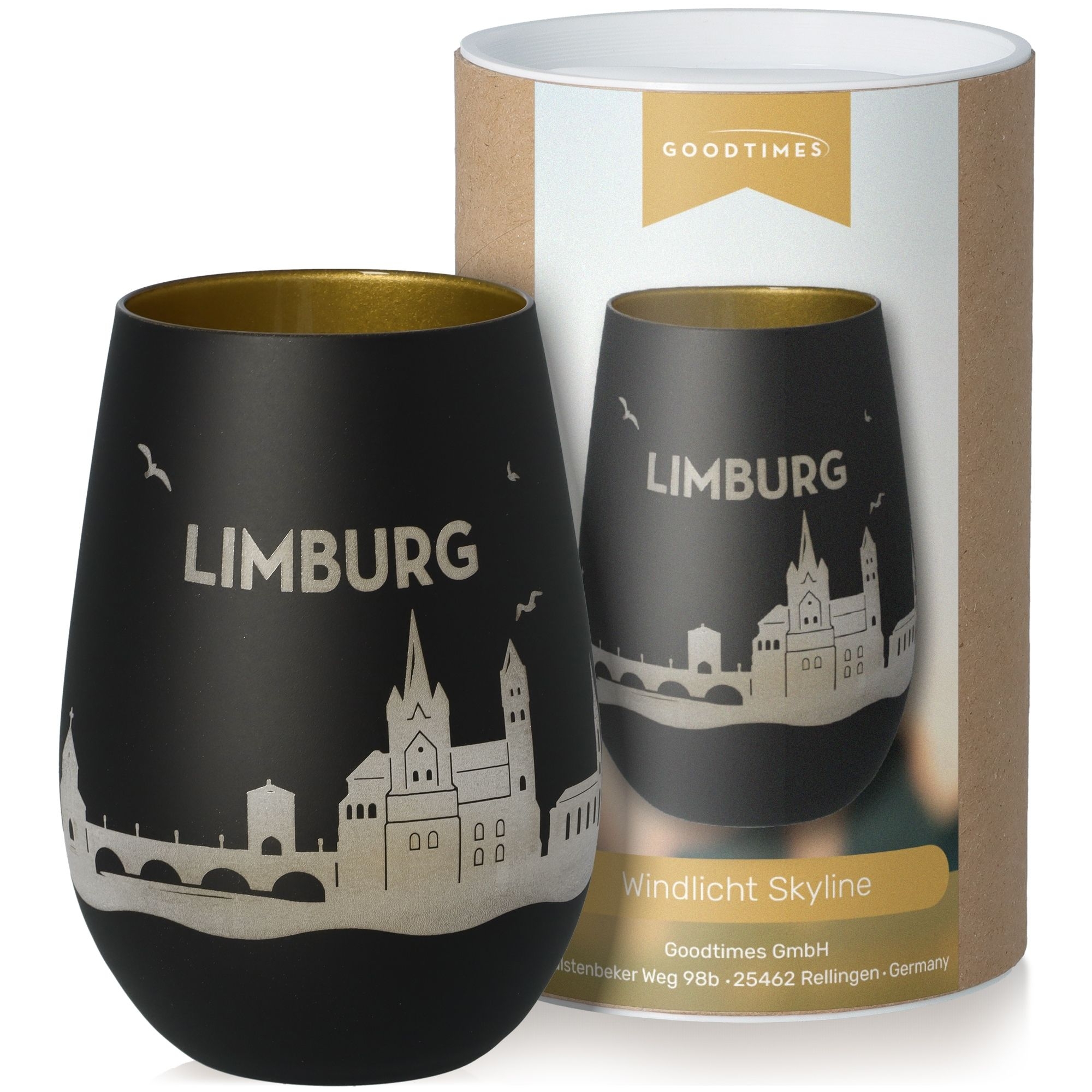 Windlicht Skyline Limburg Schwarz/Gold Töpferei, Krug, Tasse
