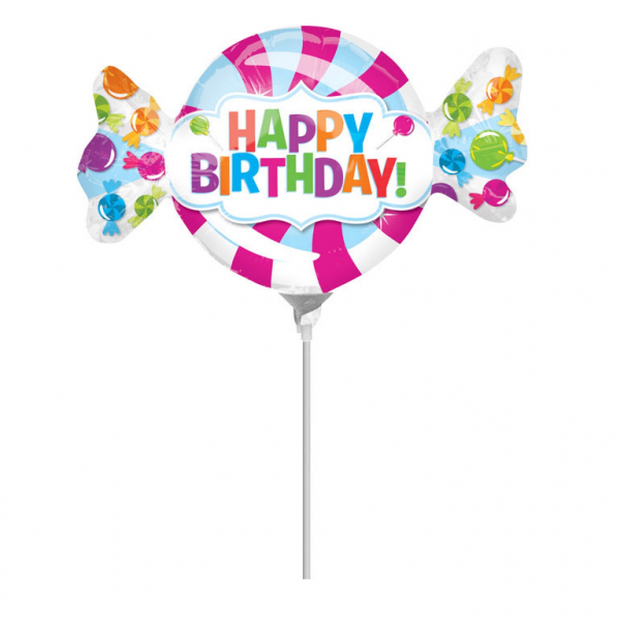 Folienballon Minishape "Happy Birthday Bonbon" luftbefüllt
