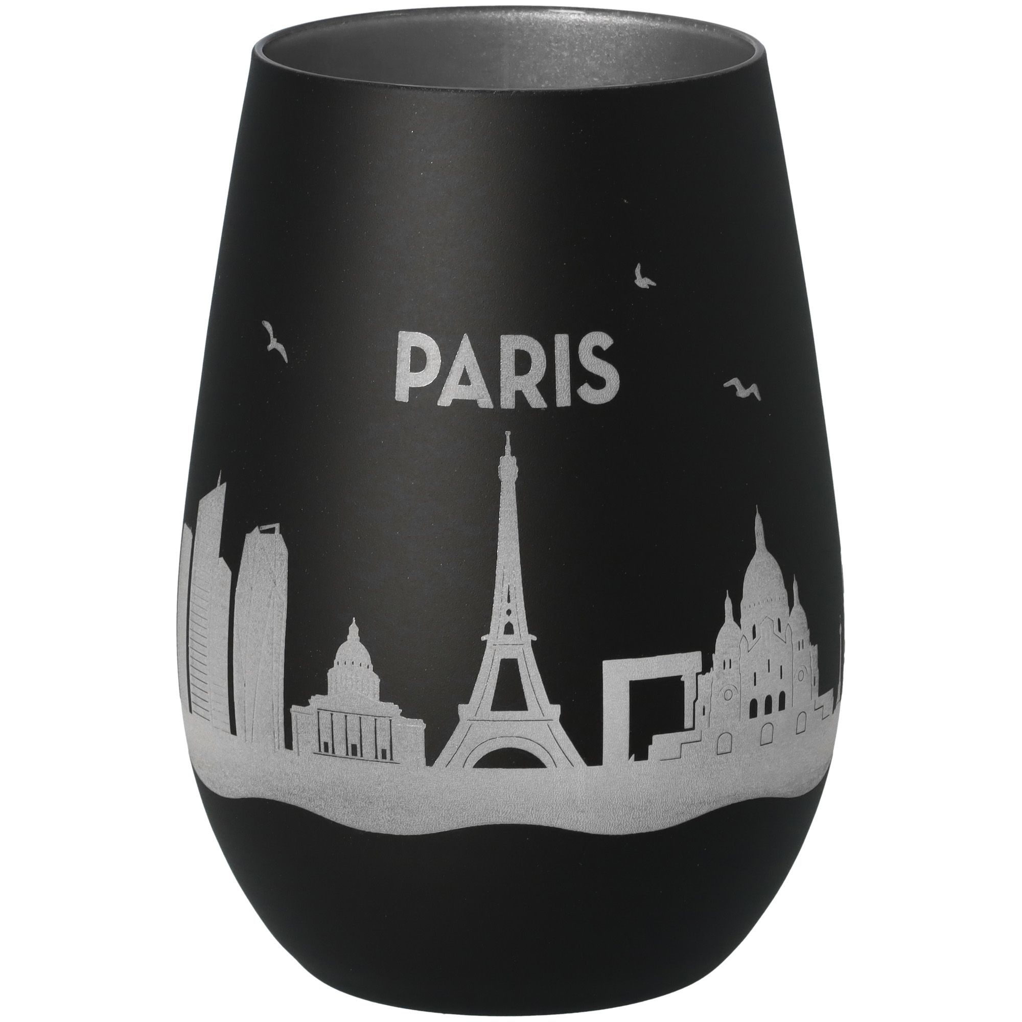 Windlicht Skyline Paris Schwarz/Silber Töpferei, Glas, Einmachglas