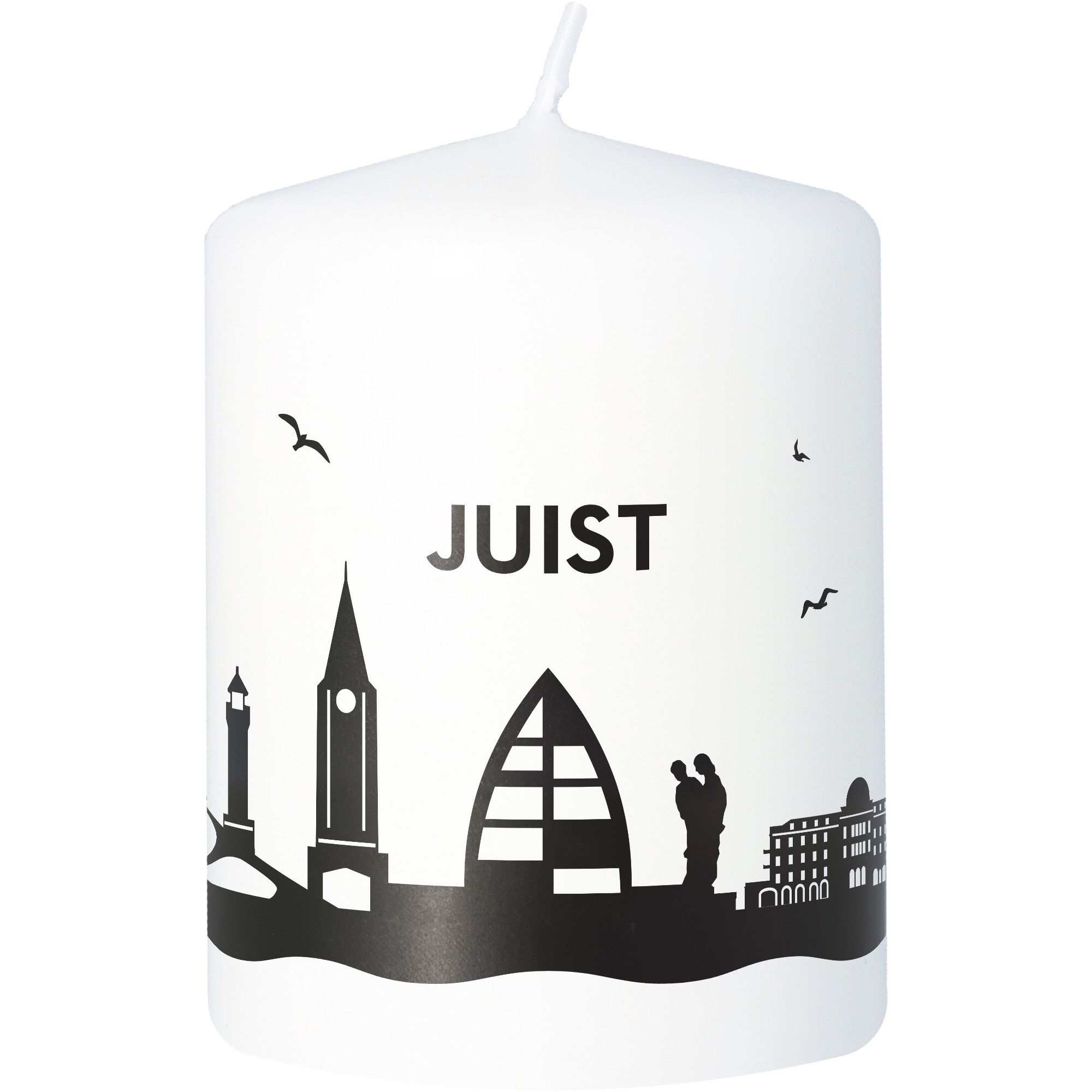 Stumpenkerze Skyline Juist Weiß Stumpenkerze Skyline Juist Weiß