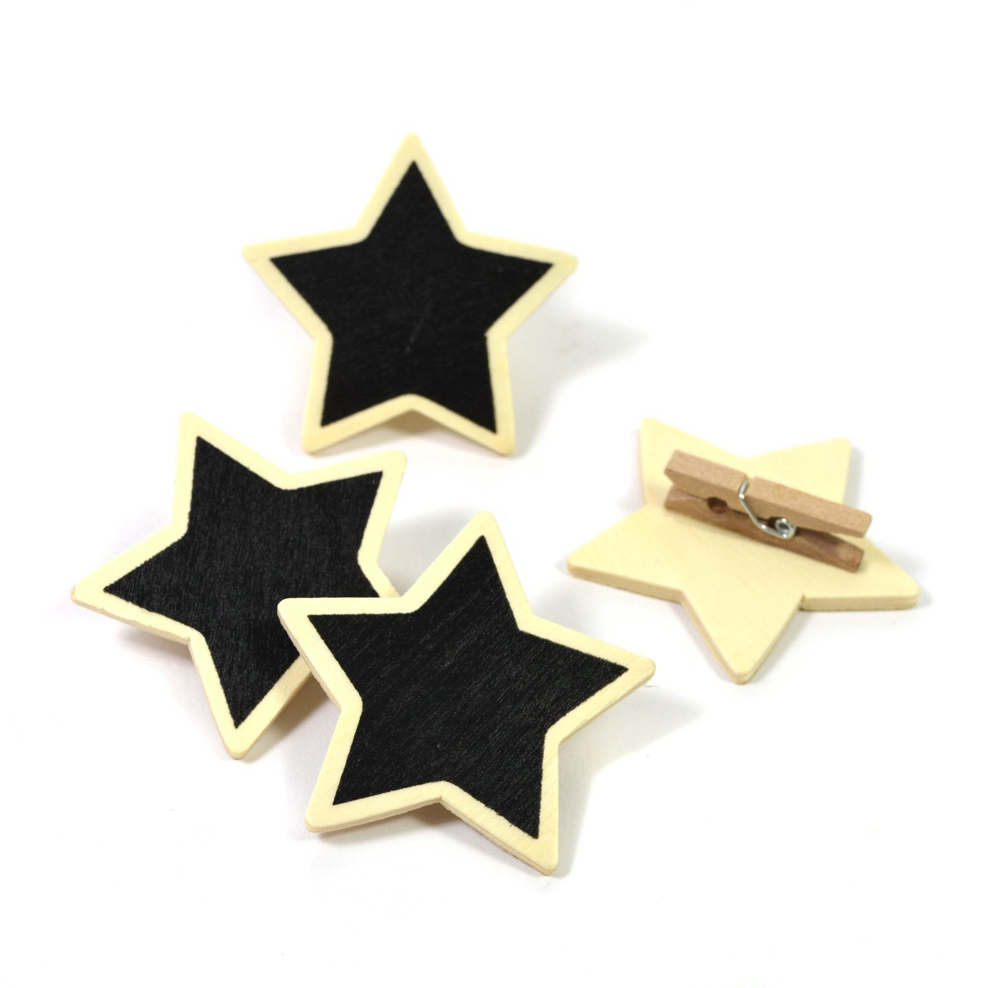 12 Stern Tafeln mit Klammern aus Holz