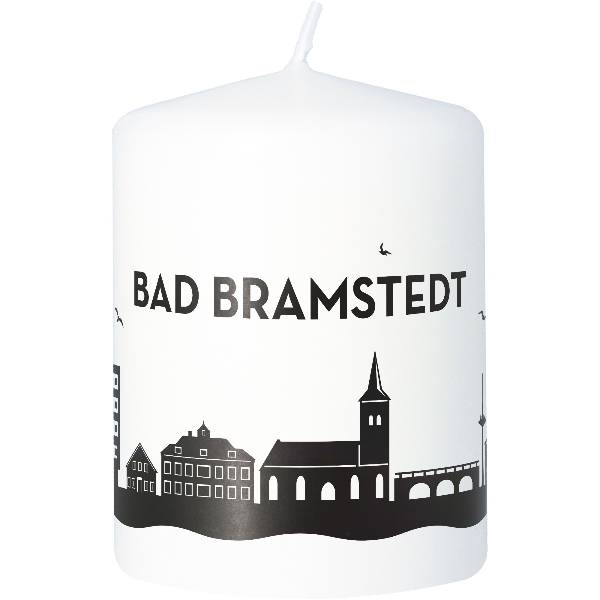 Stumpenkerze Skyline Bad Bramstedt Weiß Kerze