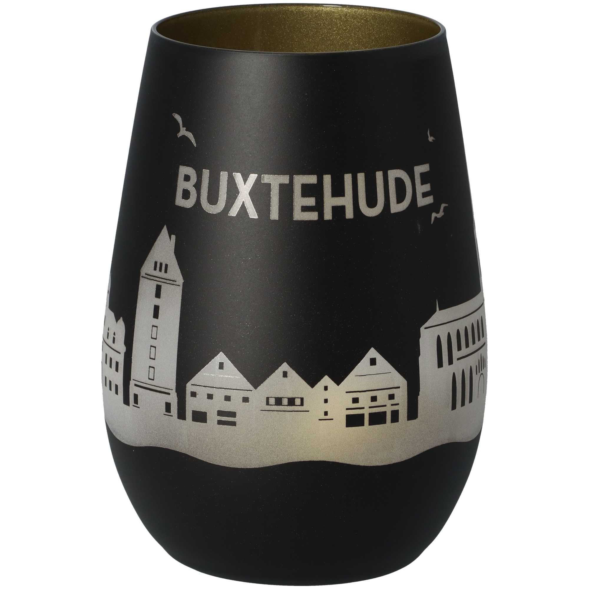 Windlicht Skyline Buxtehude Schwarz/Gold