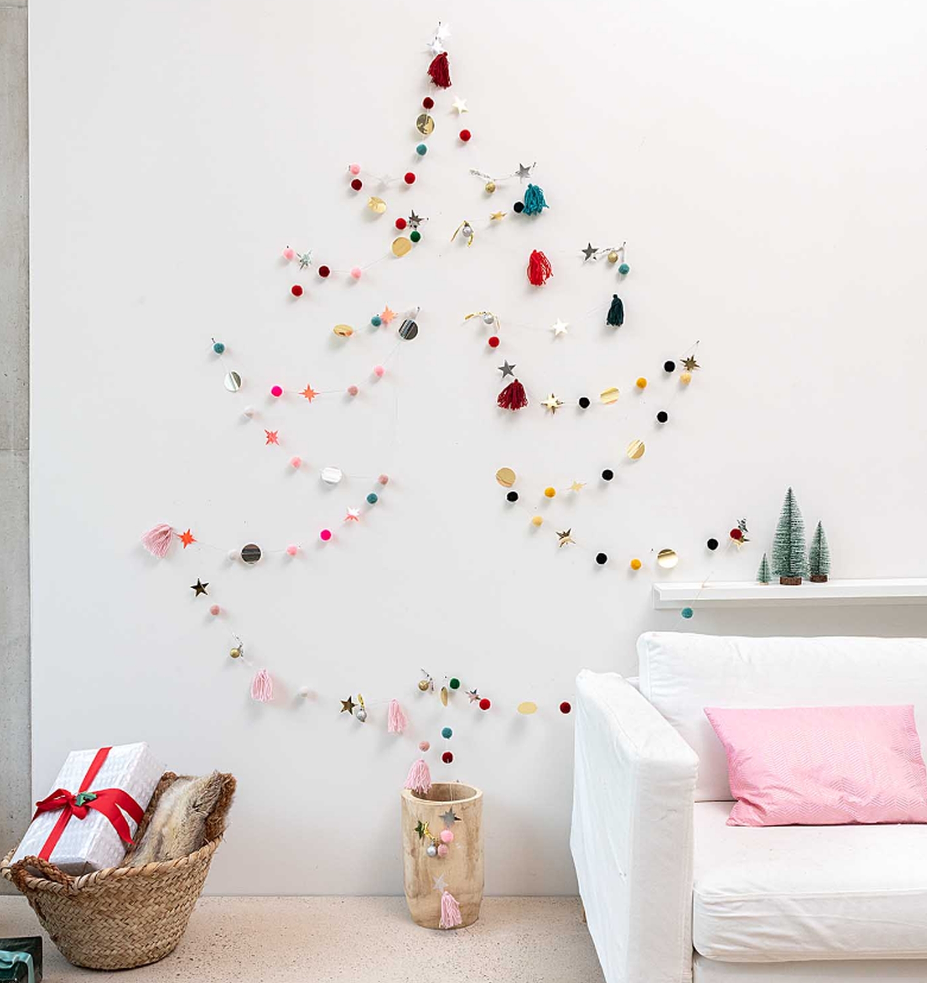 Quasten Girlande Rosa Pastell Quasten Girlande Rosa Pastell