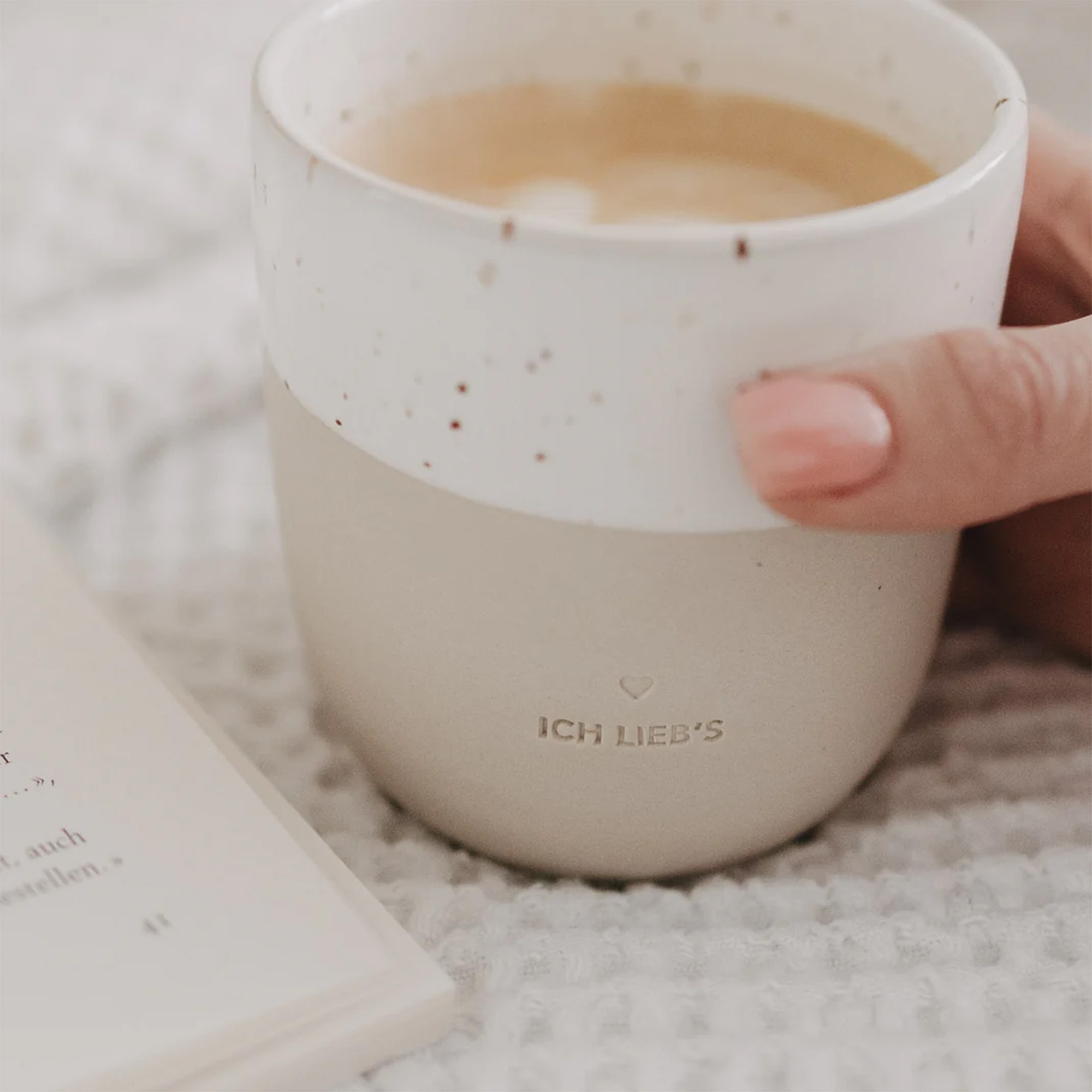 Becher, Kaffee, Beigefarbene Tasse, Keramiktasse, Mikromuster