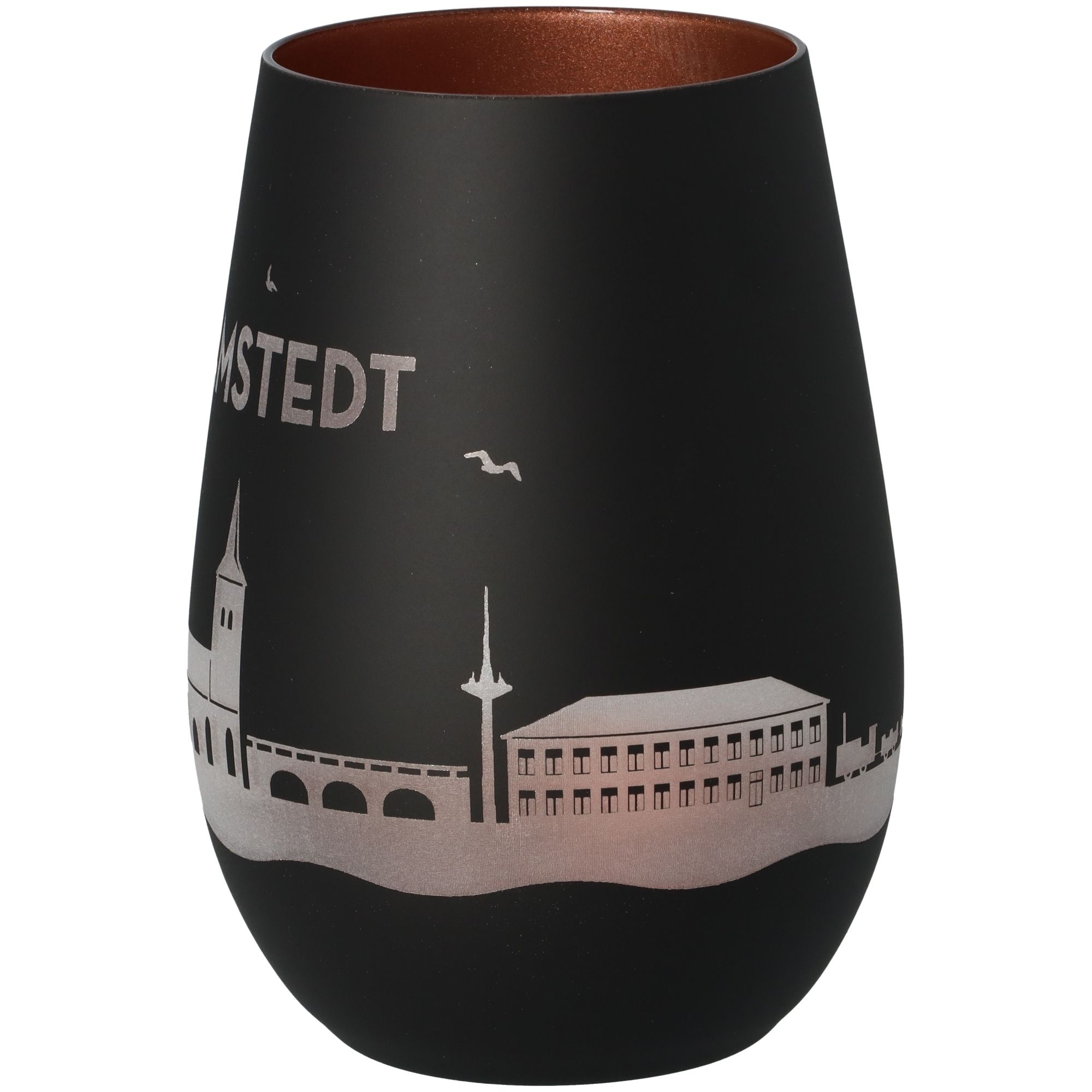 Windlicht Skyline Bad Bramstedt Schwarz/Bronze Krug, Töpferei, Vase
