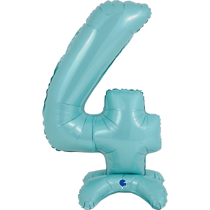 Folienballon Zahl 4 Pastell Blau, 65cm