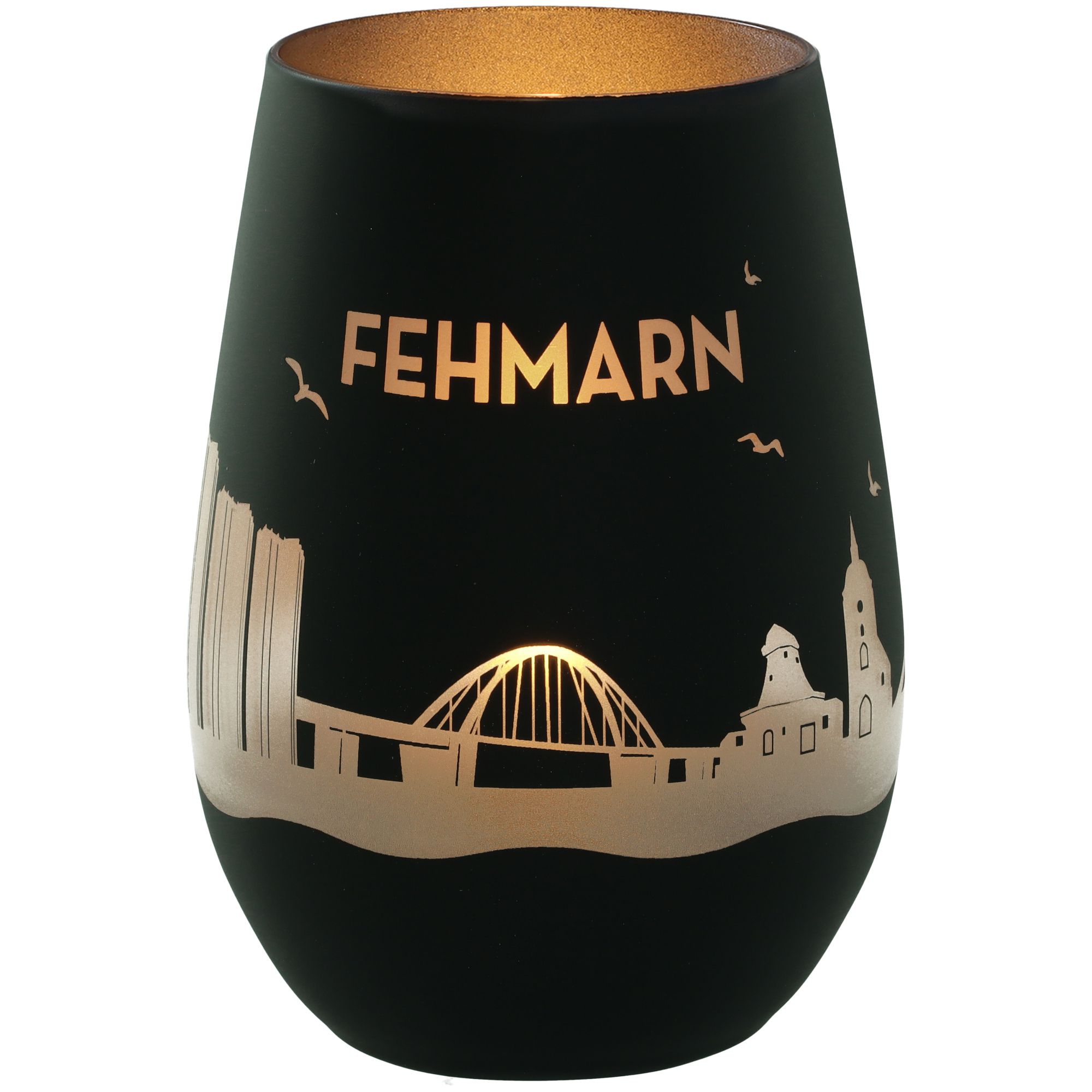 Windlicht Skyline Fehmarn Schwarz/Silber Windlicht Skyline Fehmarn Schwarz/Silber