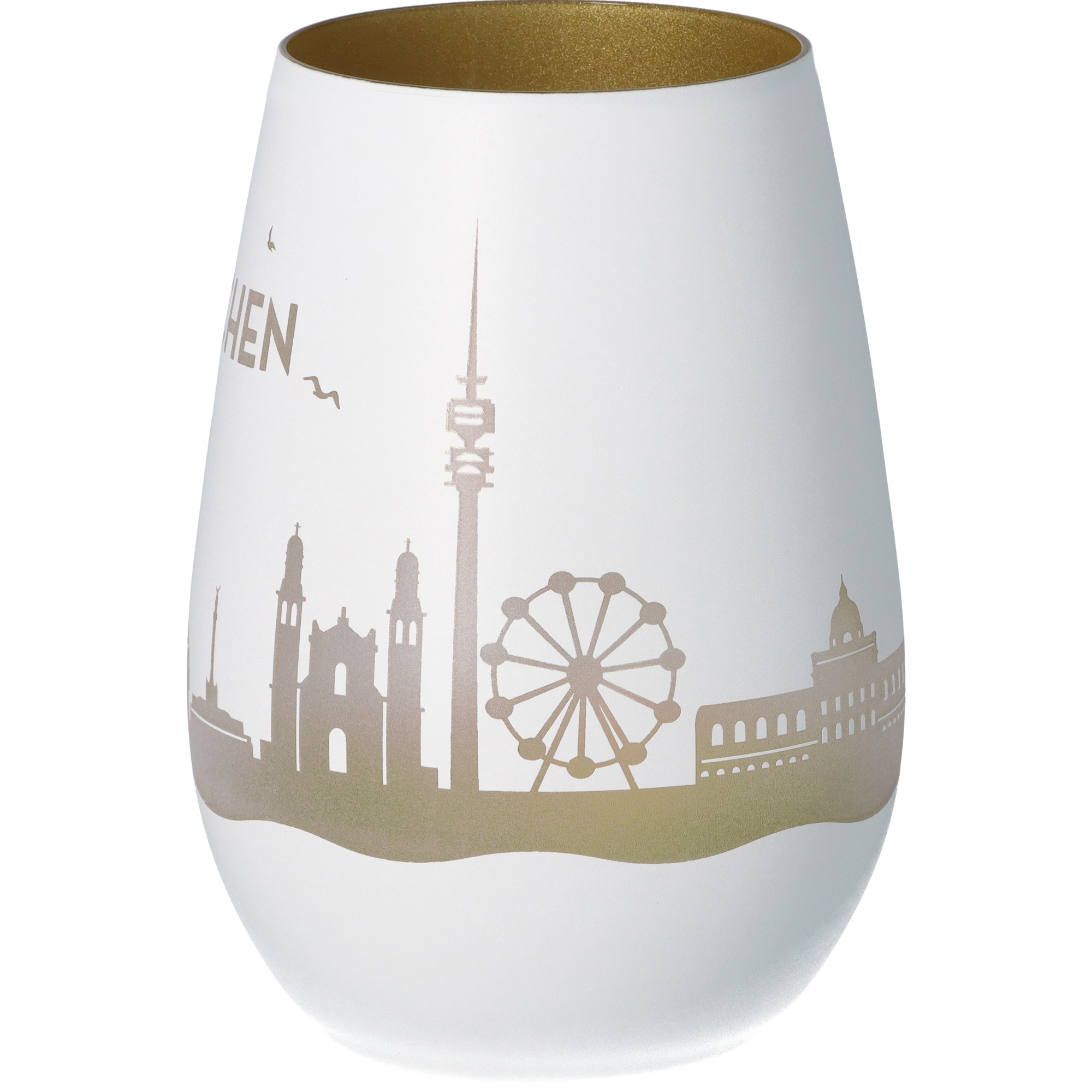 Windlicht Skyline München Weiß/Gold Windlicht Skyline München Weiß/Gold