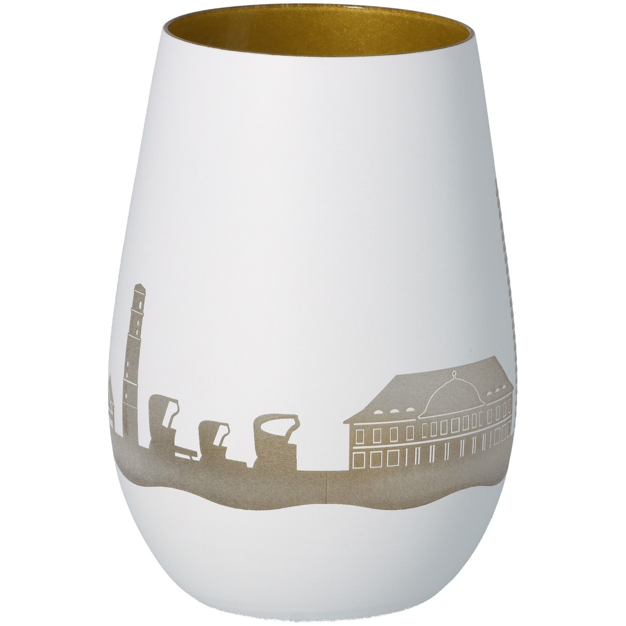 Windlicht Skyline Travemünde Weiß/Gold Windlicht Skyline Travemünde Weiß/Gold