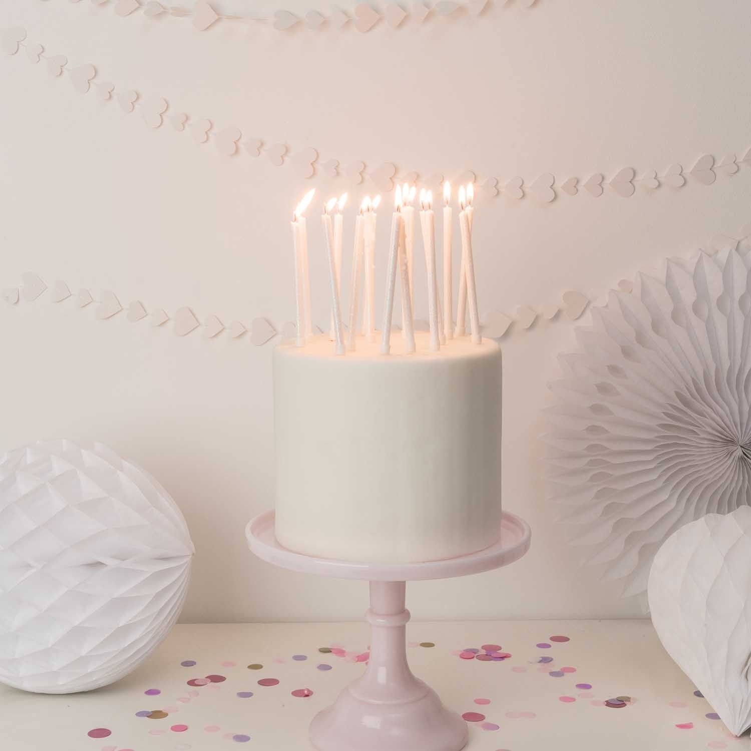 16 Kuchenkerzen in Weiß