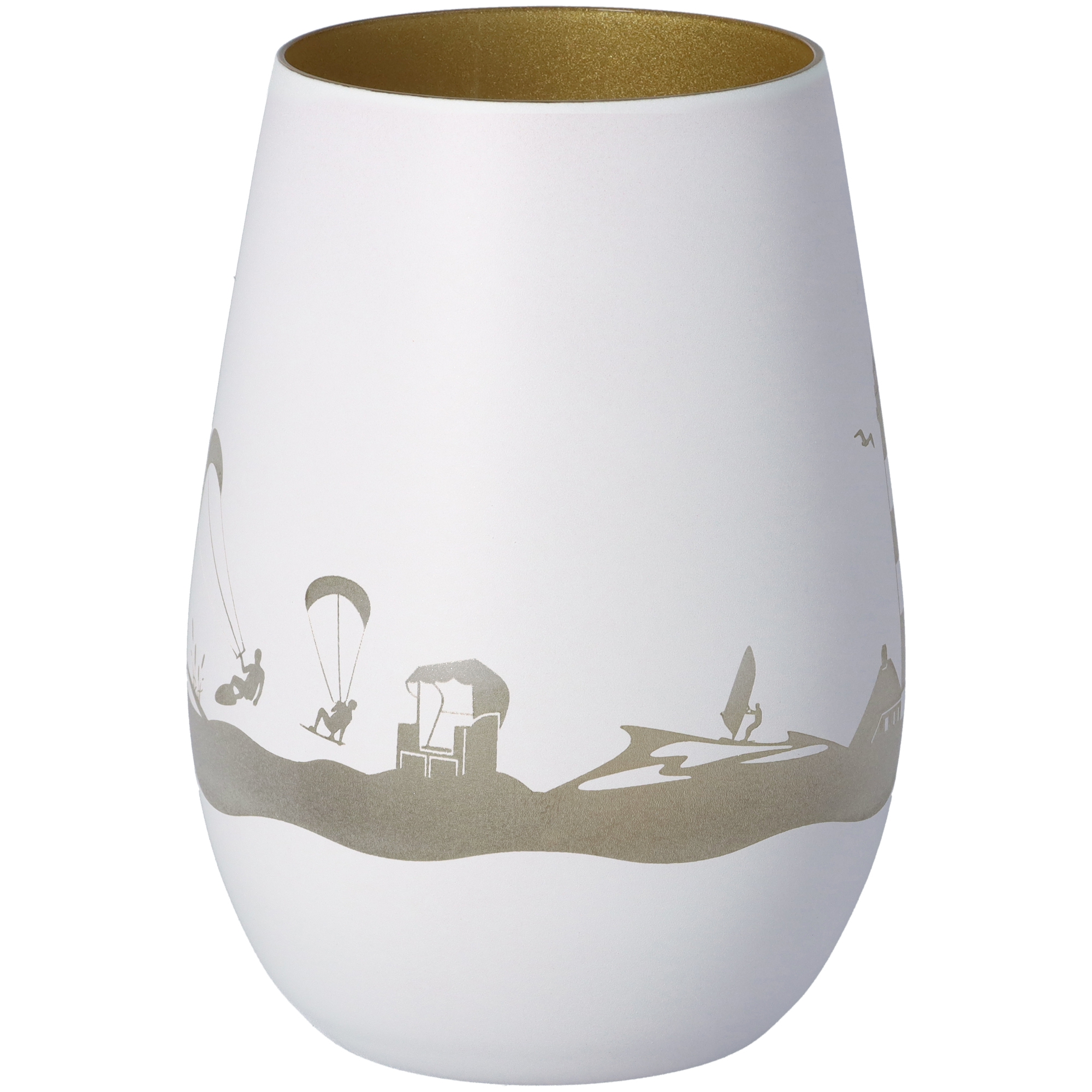 Windlicht Skyline St. Peter-Ording Weiß/Gold Windlicht Skyline St. Peter-Ording Weiß/Gold