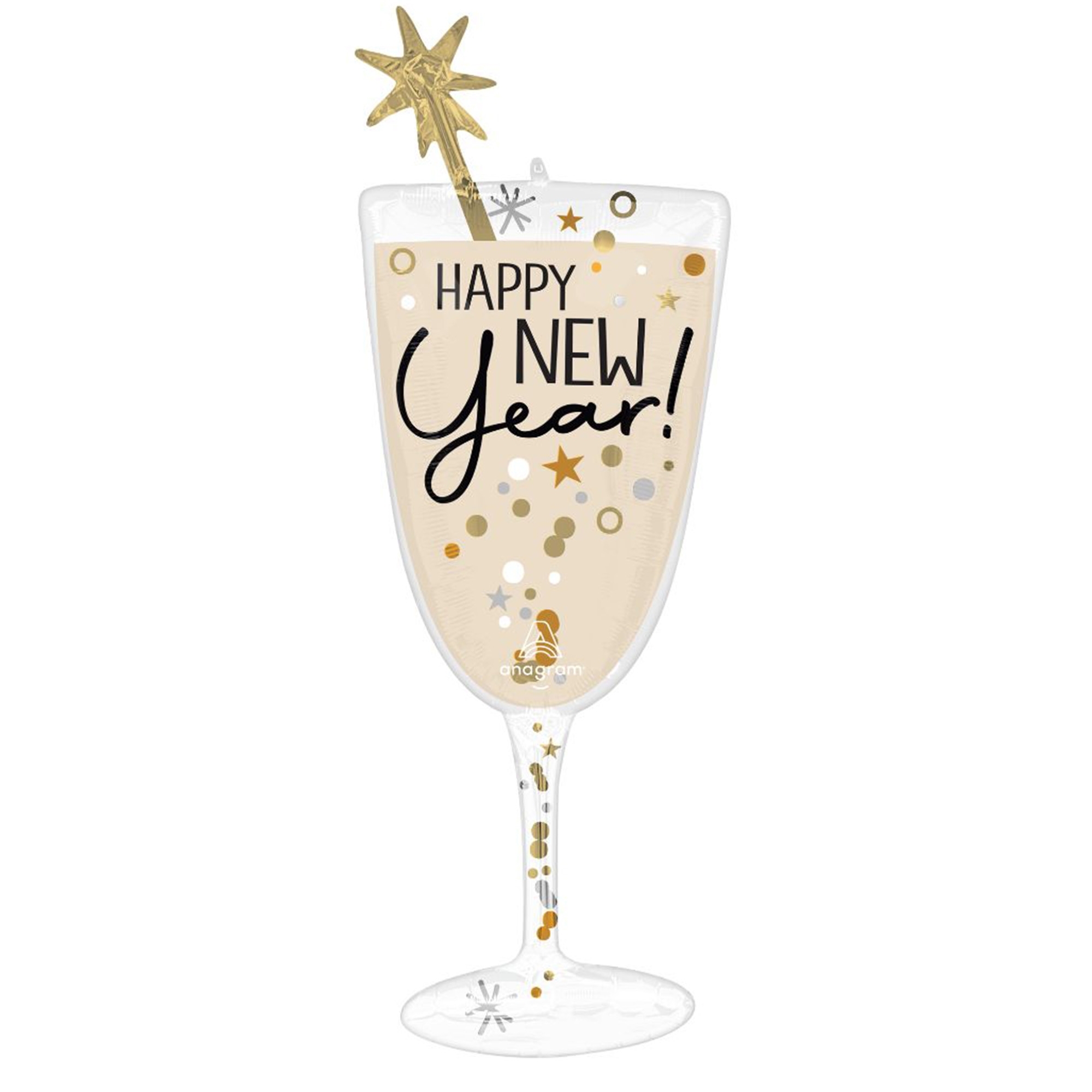 Folienballon "Sektglas Happy New Year" 100cm Glas, Schnaps, Wein, Weinglas, Kelch