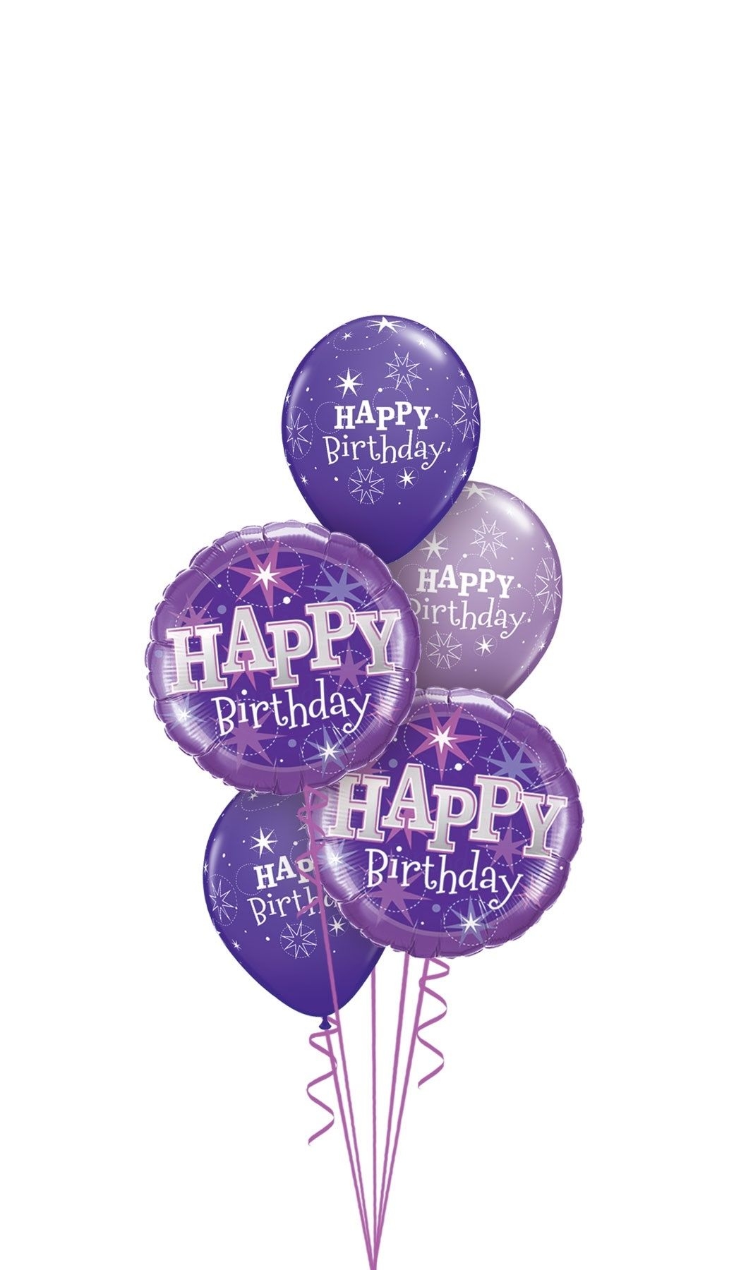 Folienballon Happy Birthday Sterne Lila 45cm
