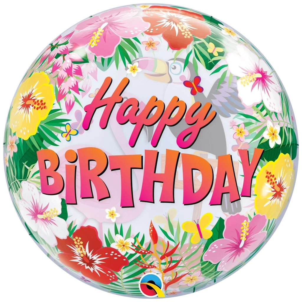 Ballon, Geburtstag, Blumenmuster, Helle Farben, Hawaiianischer Stil