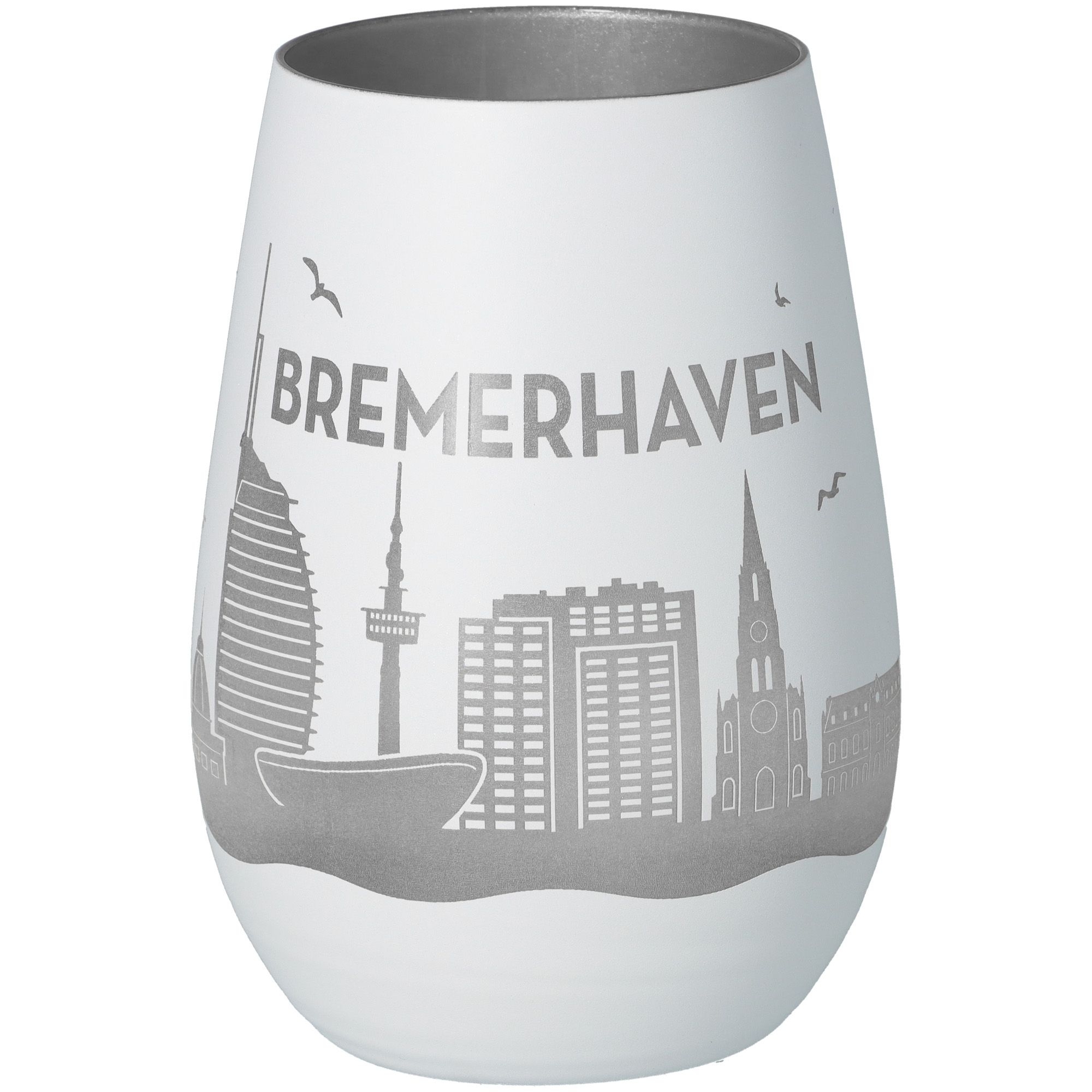 Windlicht Skyline Bremerhaven Weiß/Silber Windlicht Skyline Bremerhaven Weiß/Silber
