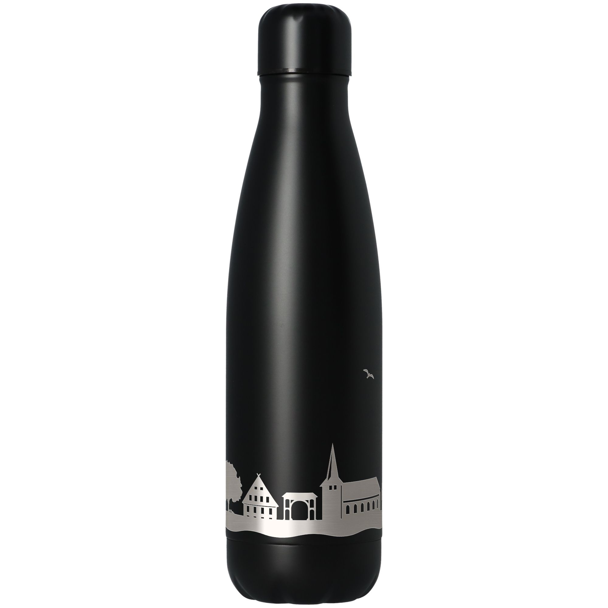 Trinkflasche Skyline Altes Land Schwarz 500ml Flasche, Wasserflasche