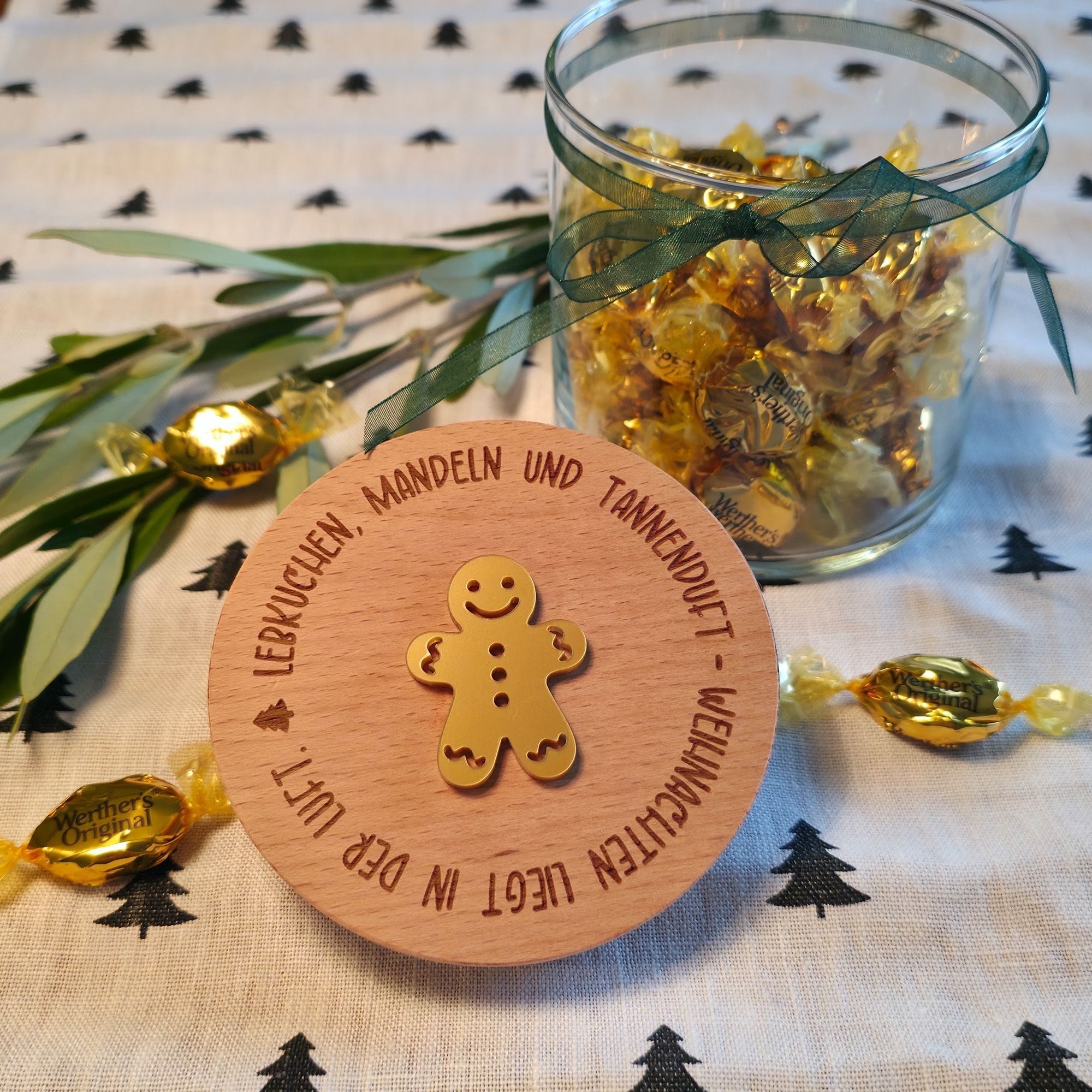 Geschenkglas "Weihnachten" Gold Kräuter, Pflanze, Essen, Süßigkeiten, Präsentation des Essens