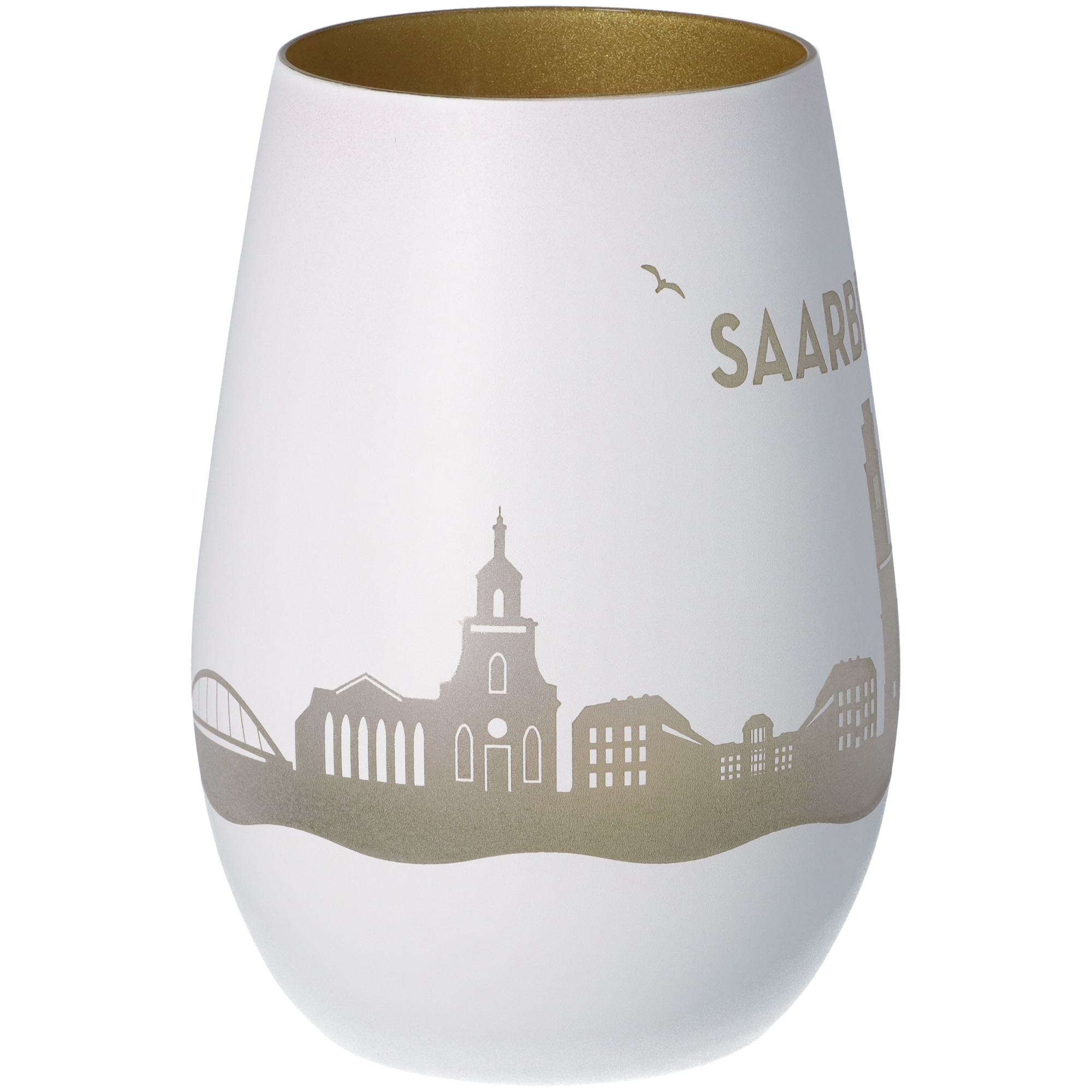 Windlicht Skyline Saarbrücken Weiß/Gold Windlicht Skyline Saarbrücken Weiß/Gold