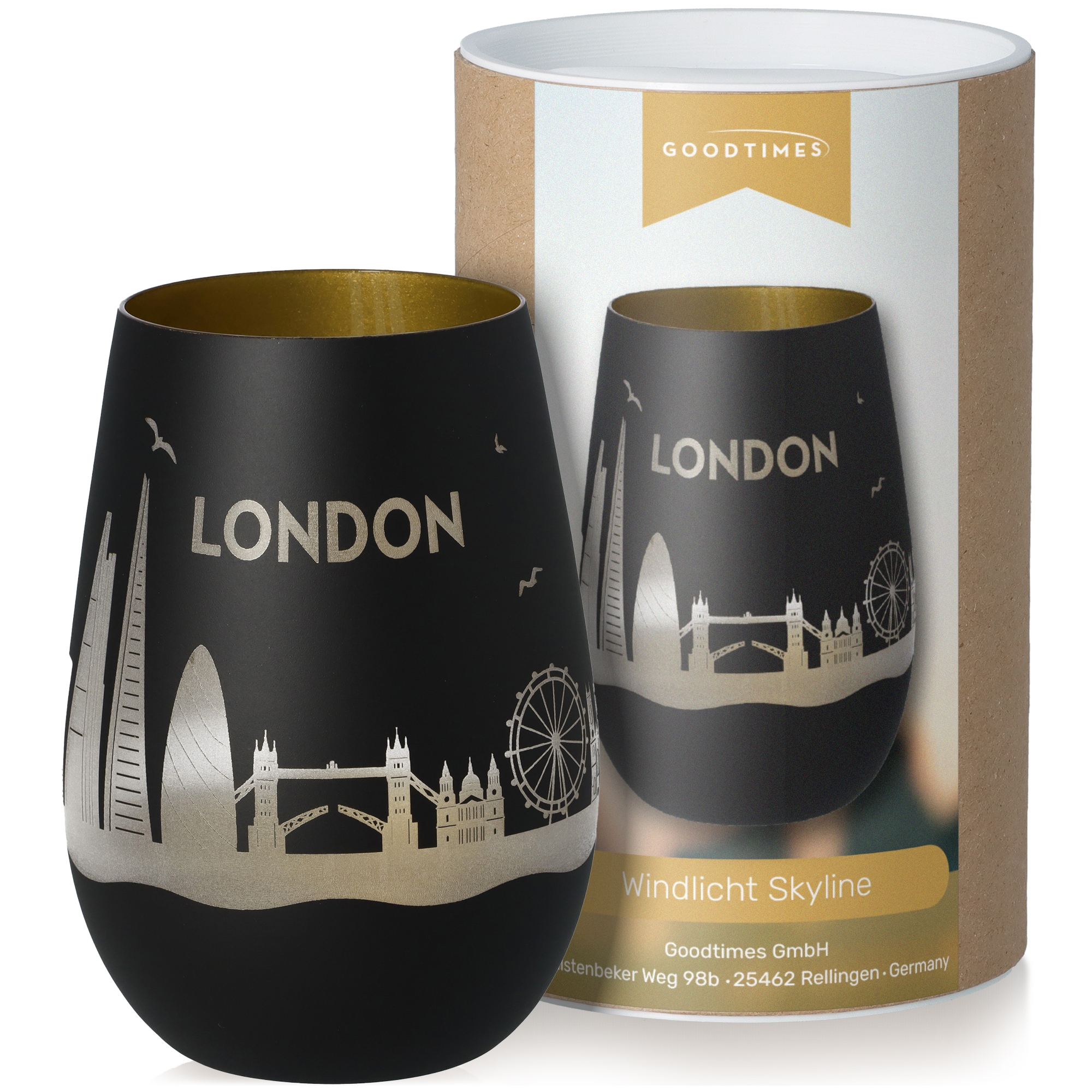 Windlicht Skyline London Schwarz/Gold Krug, Töpferei, Tasse