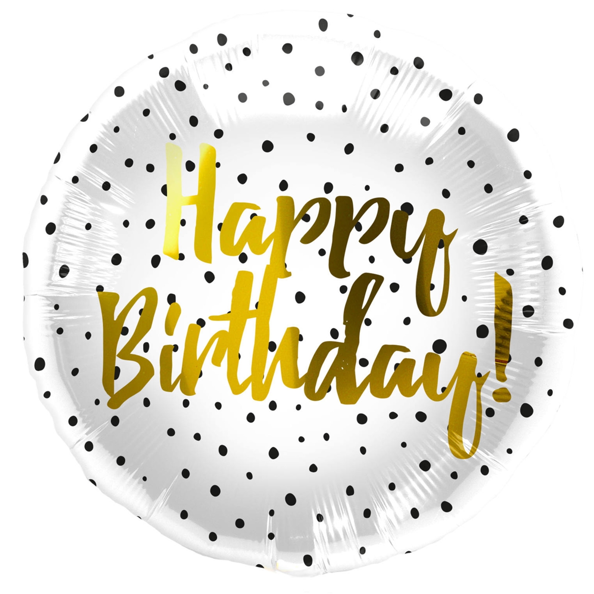 Folienballon "Happy Birthday" Schwarze Punkte 45 cm