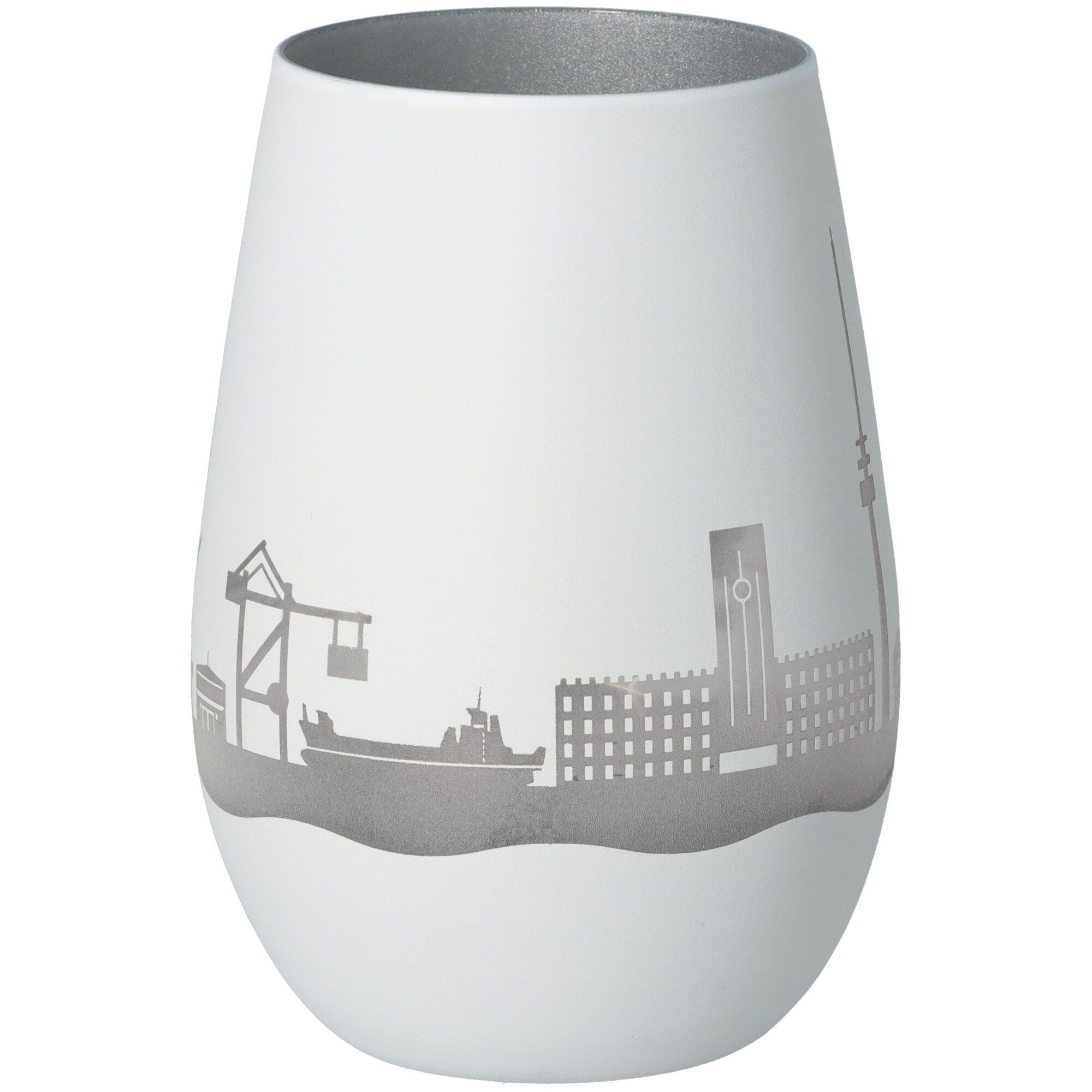 Windlicht Skyline Wilhelmshaven Weiß/Silber Windlicht Skyline Wilhelmshaven Weiß/Silber