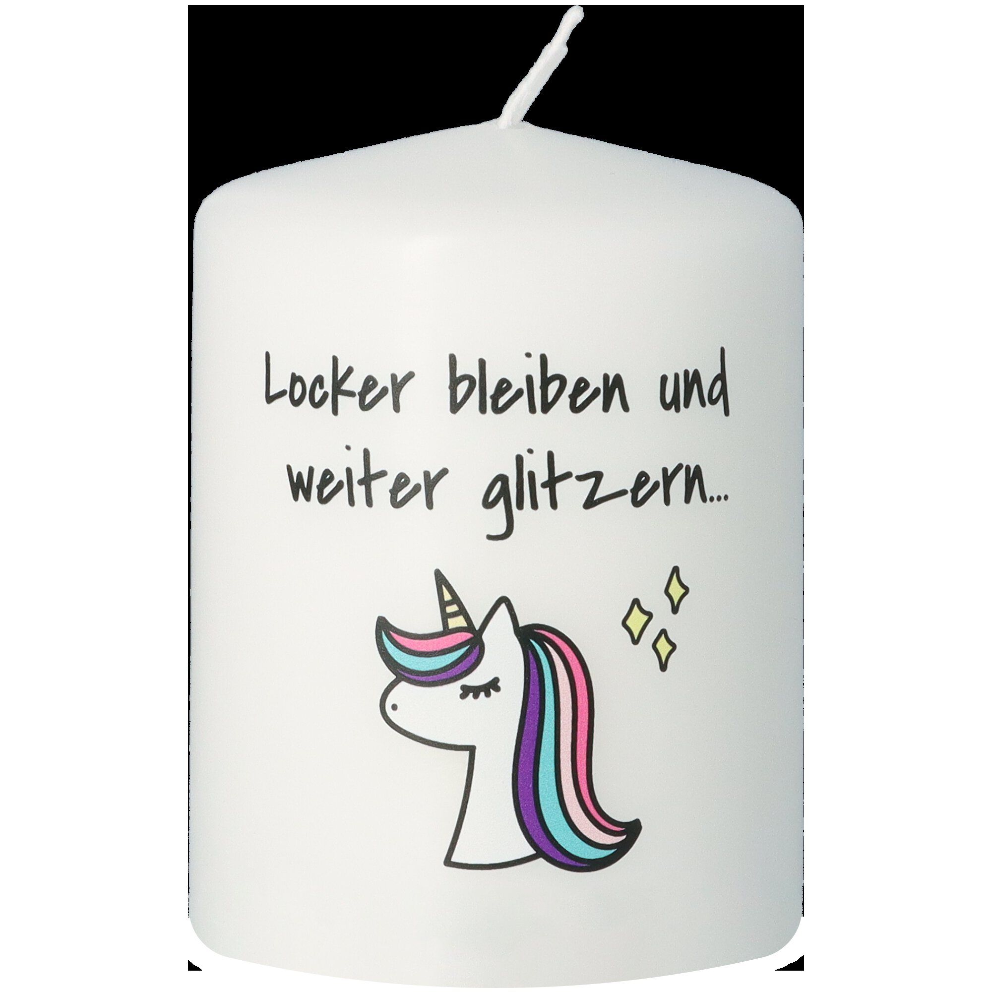 Kerze Weiß "Einhorn Glitzer"