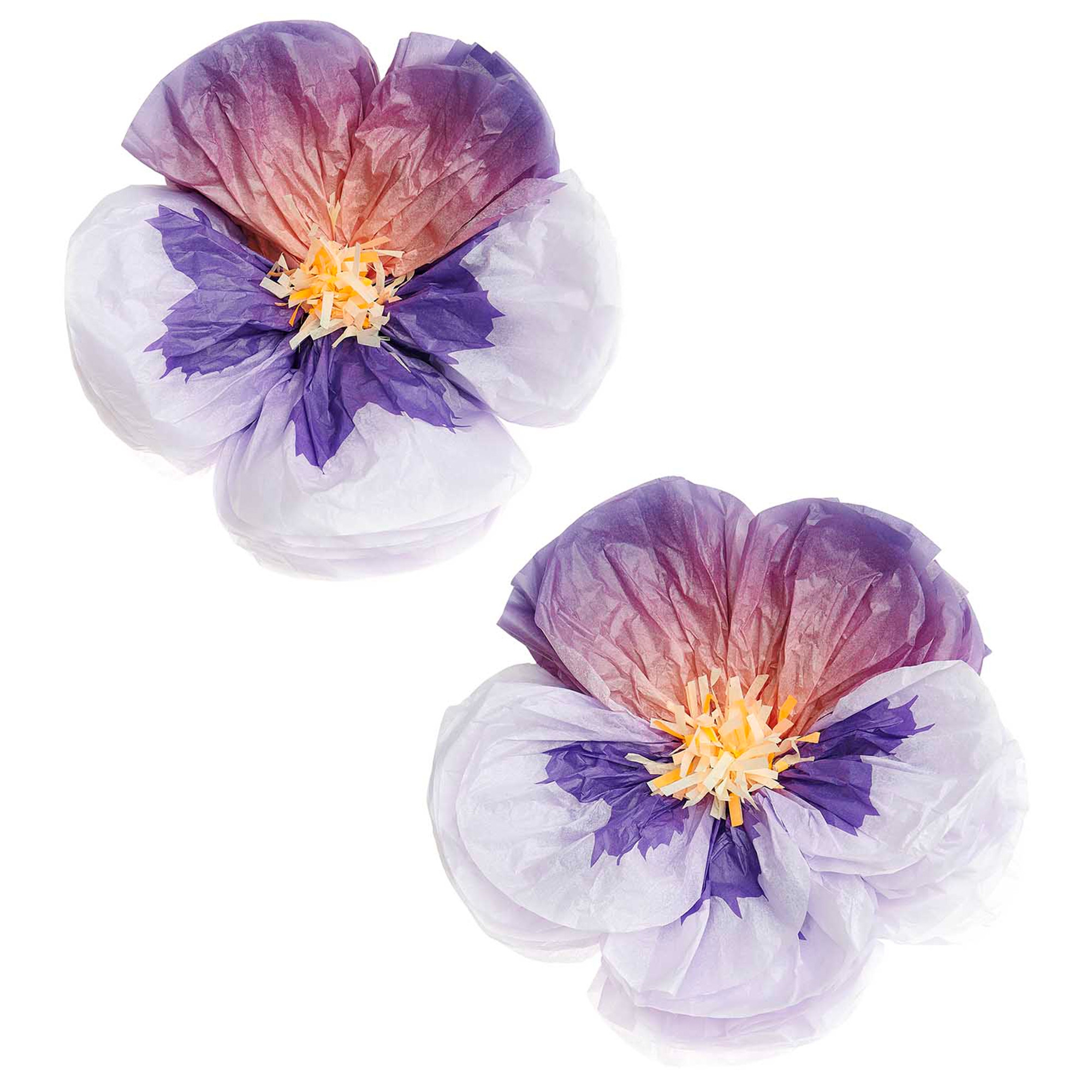 2 Blumen aus Seidenpapier, Stiefmütterchen Lila 2 Blumen aus Seidenpapier, Stiefmütterchen Lila