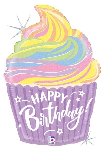 Folienballon Cupcake Pastell "Happy Birthday" 69cm