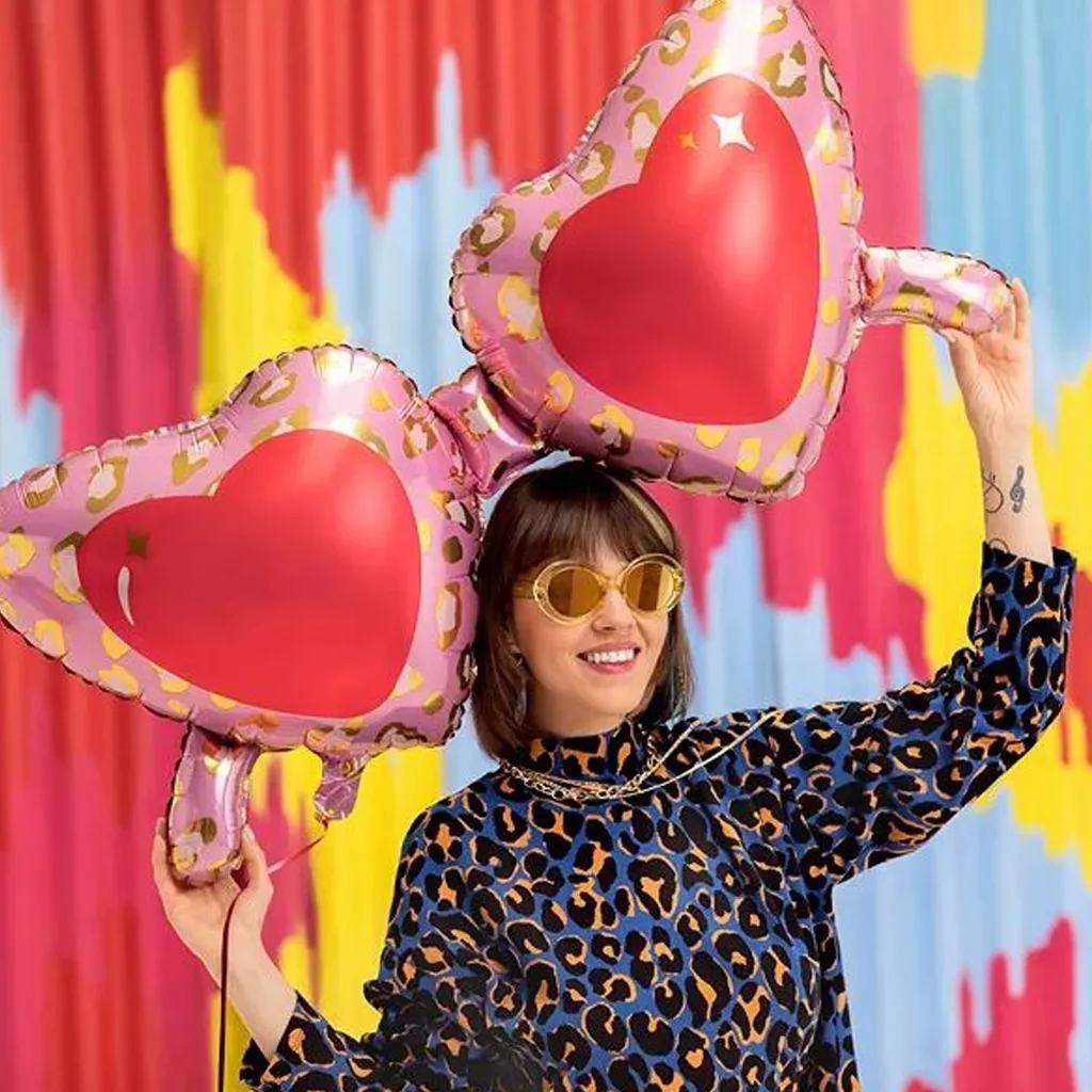 Herz-Luftballons, Luftballon, Leopard-Print, Bluse, Sonnenbrille