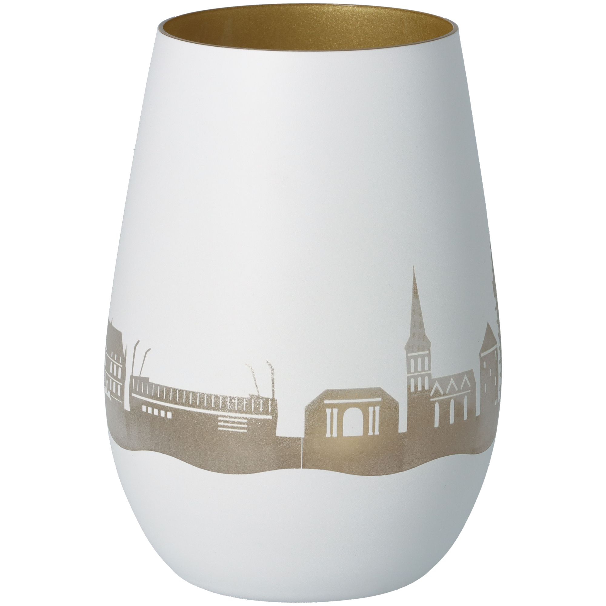Windlicht Skyline Osnabrück Weiß/Gold Windlicht Skyline Osnabrück Weiß/Gold